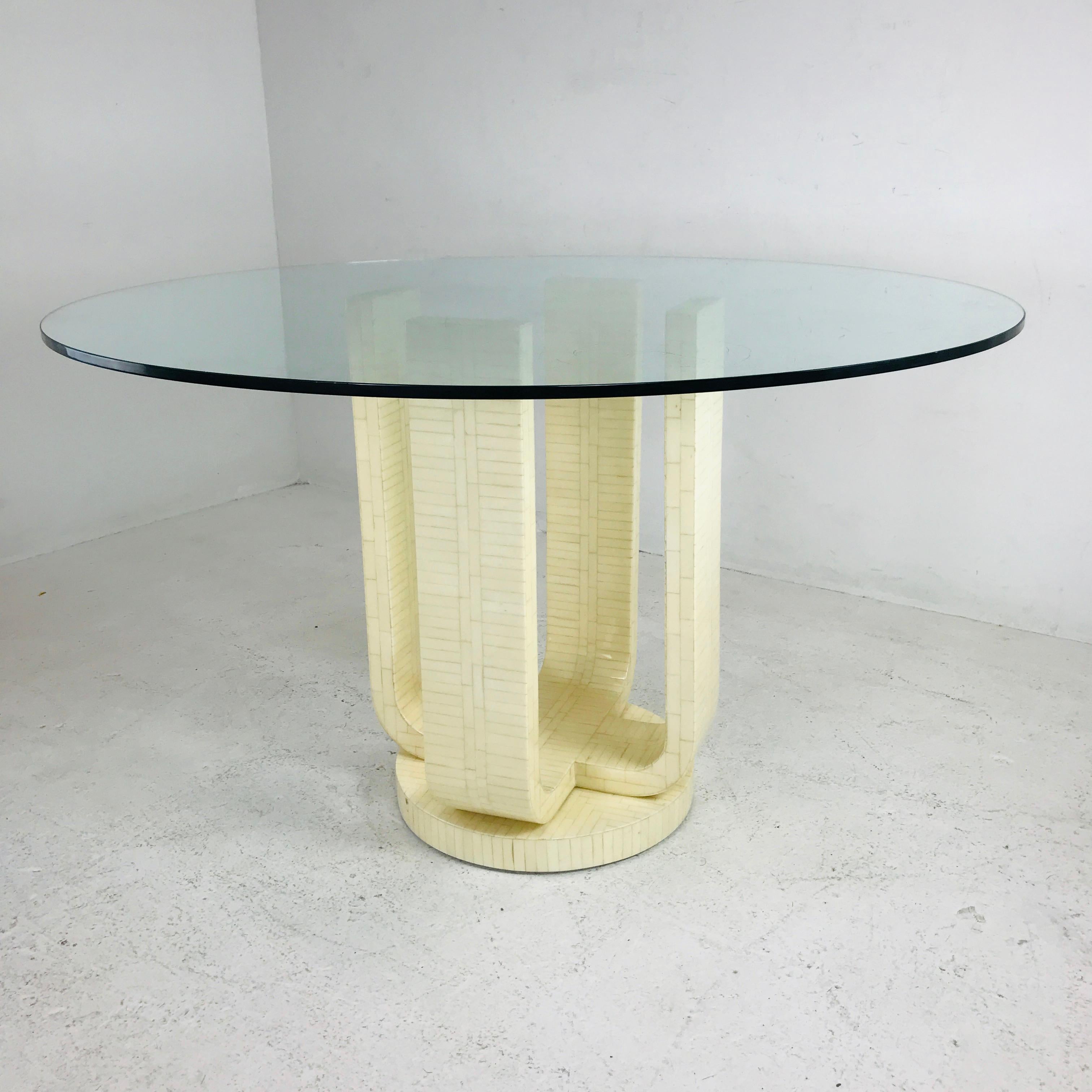 Enrique Garcel Tessellated Bone Pedestal Dining Table For Sale 2