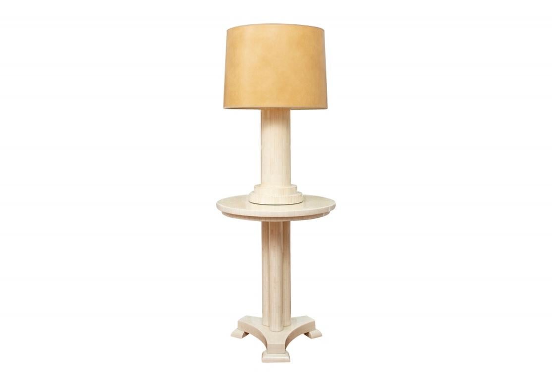 Enrique Garcel Tessellated Bone Pedestal Table & Matching Lamp for Jimeco 5