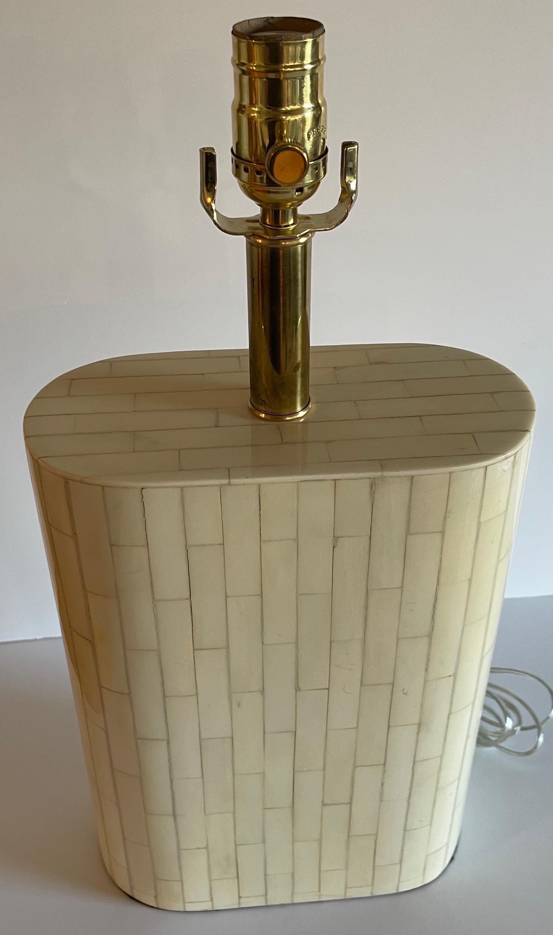 Tribal Enrique Garcel Tessellated Bone Table Lamp For Sale