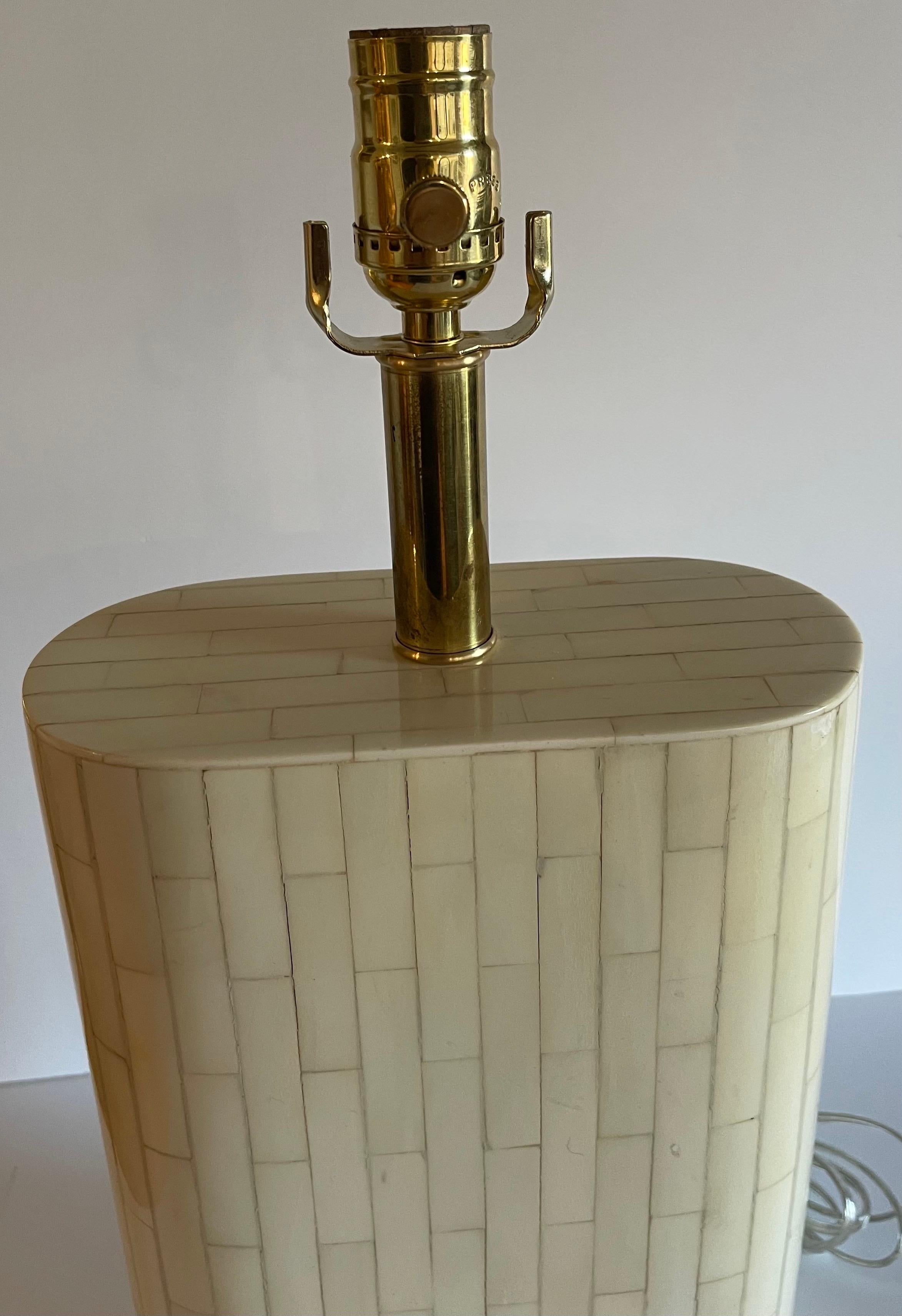 American Enrique Garcel Tessellated Bone Table Lamp For Sale