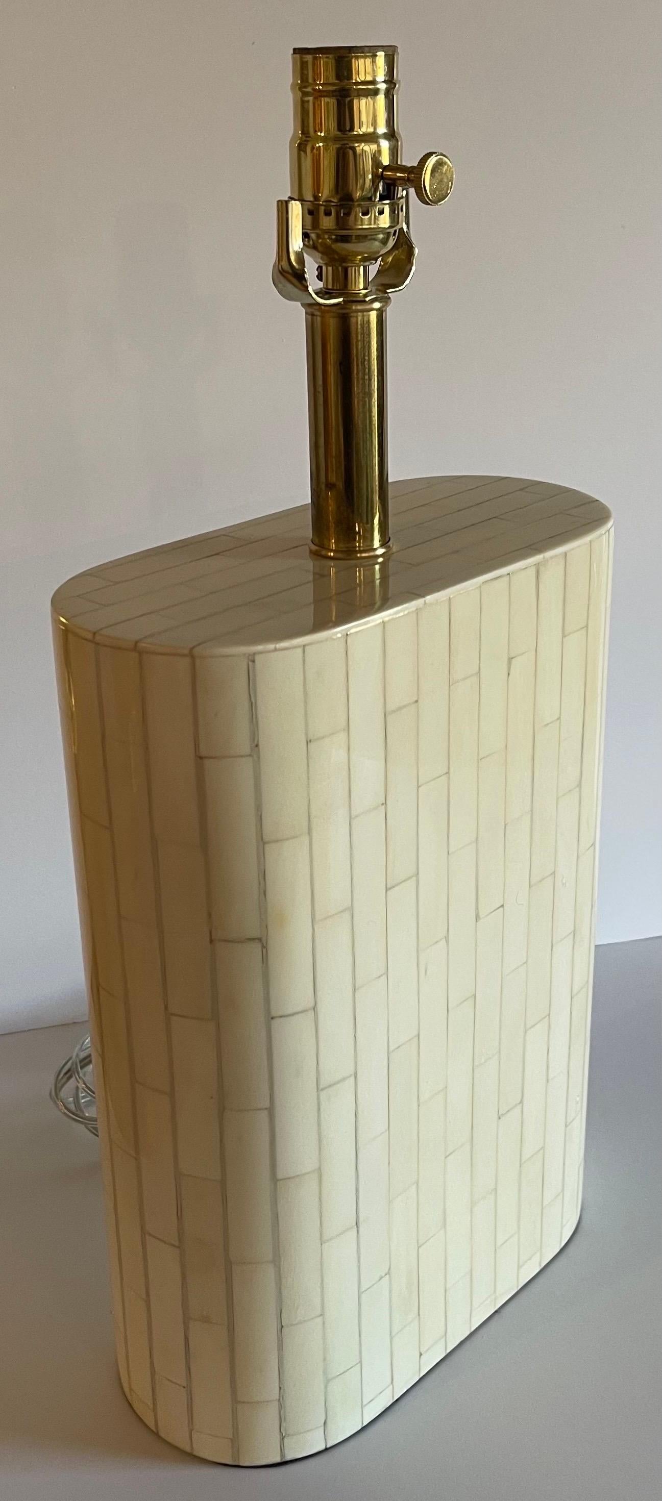 Enrique Garcel Tessellated Bone Table Lamp In Good Condition For Sale In Stamford, CT