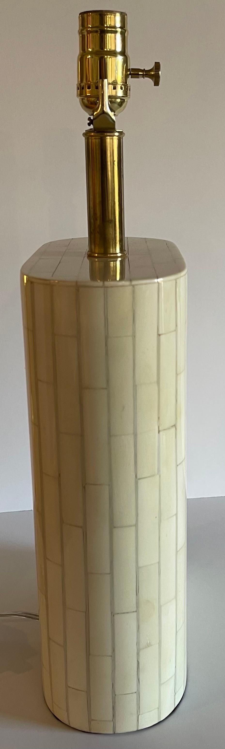 Brass Enrique Garcel Tessellated Bone Table Lamp For Sale