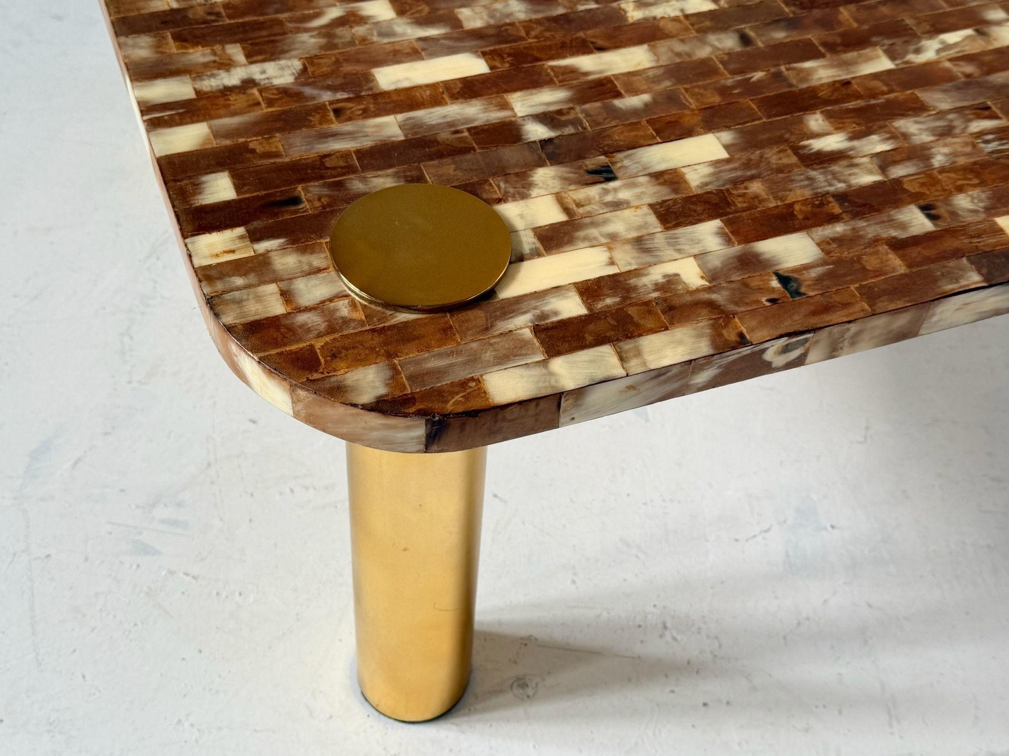 Fin du 20e siècle Table basse en corne et laiton tessellés d'Enrique Garcel, 1970 en vente