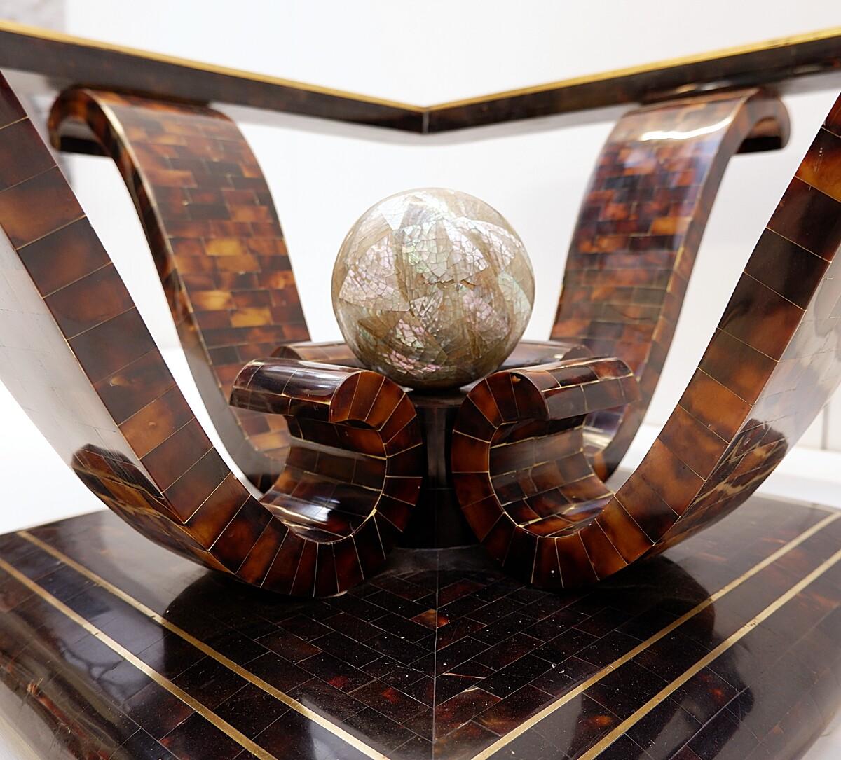 Mid-Century Modern Enrique Garcel Tessellated Horn and Mother of Pearl Coffee Table, 1960s