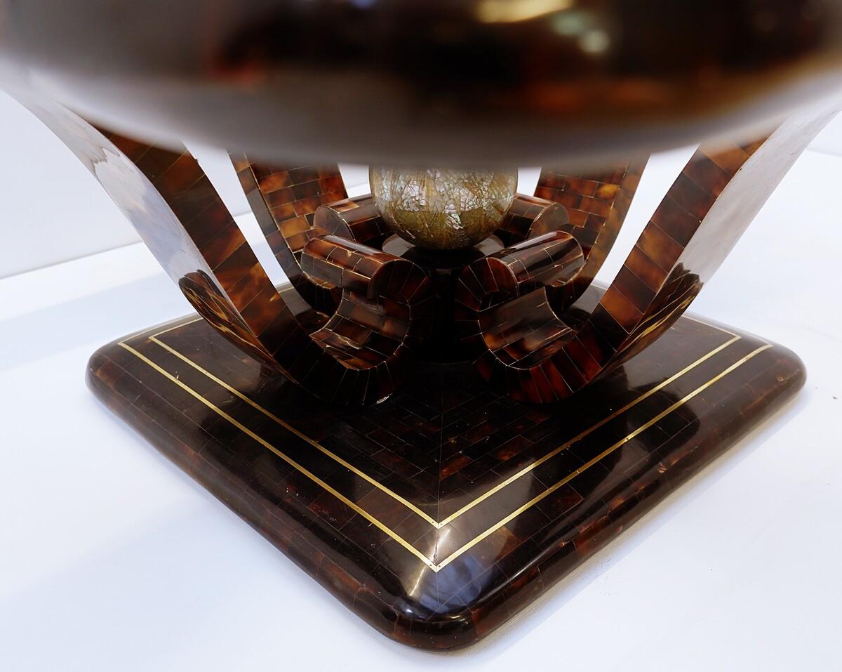 Enrique Garcel Tessellated Horn and Mother of Pearl Coffee Table, 1960s In Good Condition In Brussels , BE