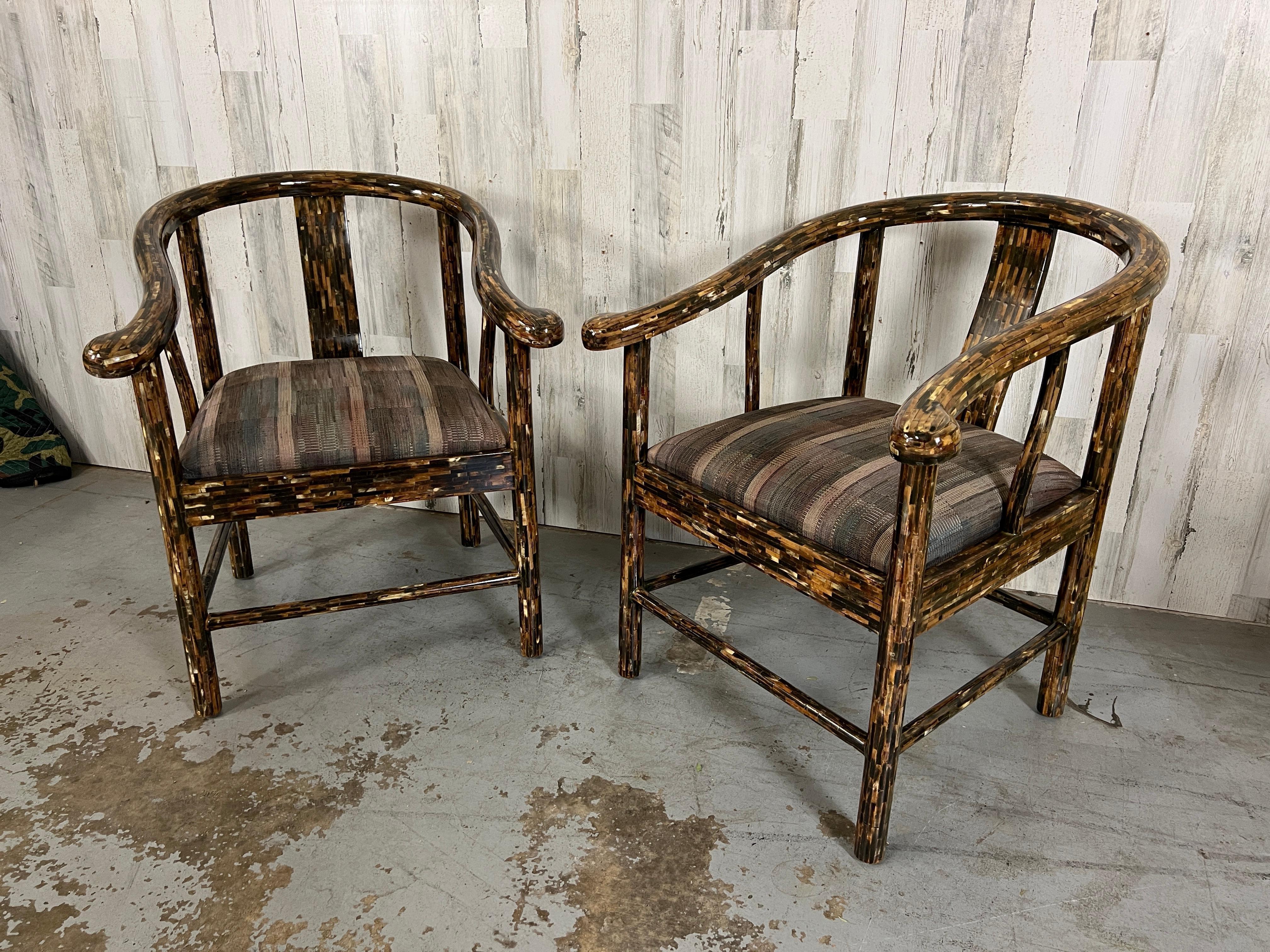 Wood Enrique Garcel Tessellated Horn Dining Chairs For Sale