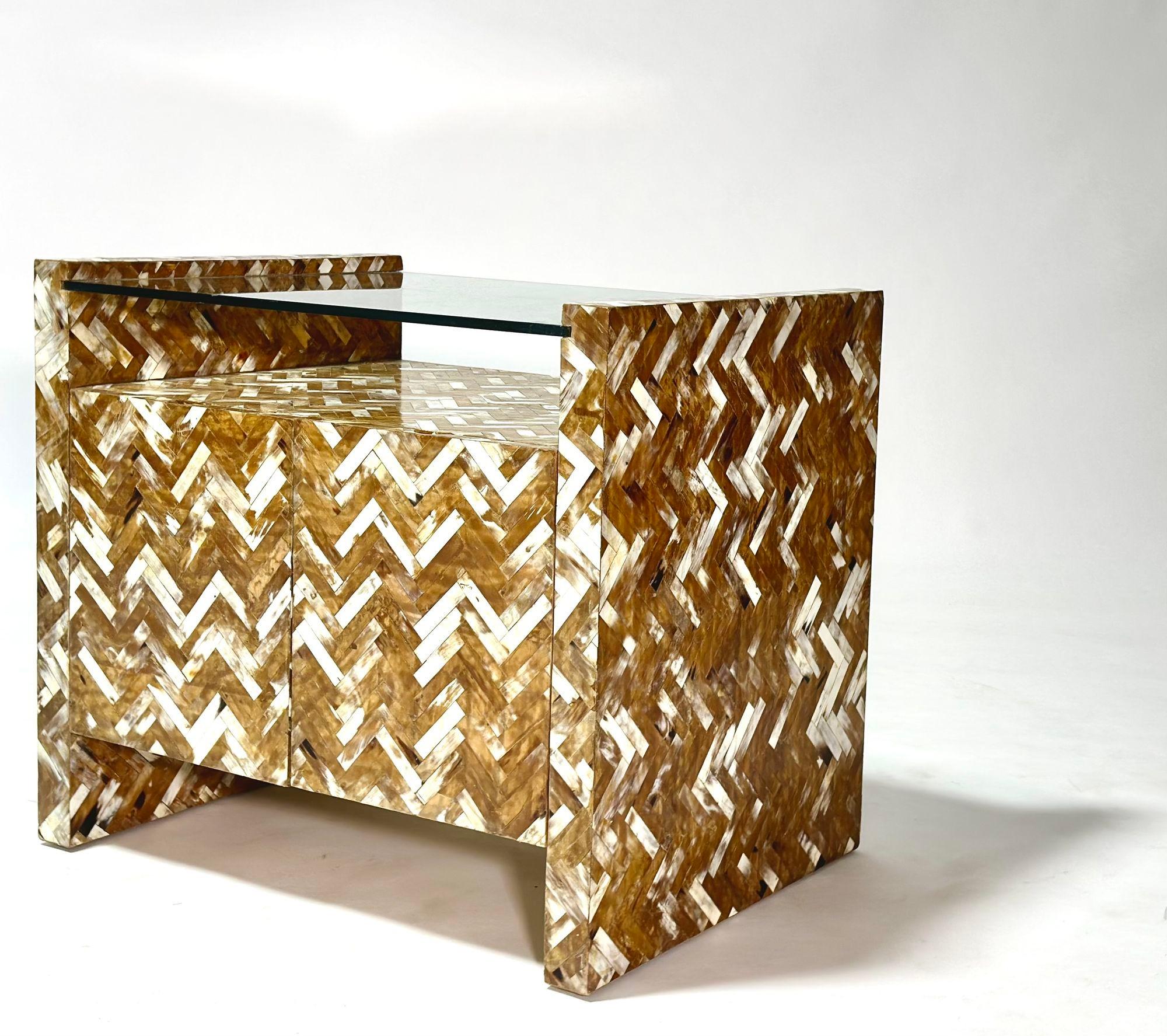 Mid-Century Modern Enrique Garcel Tessellated Horn Side/End Table, 1970 For Sale