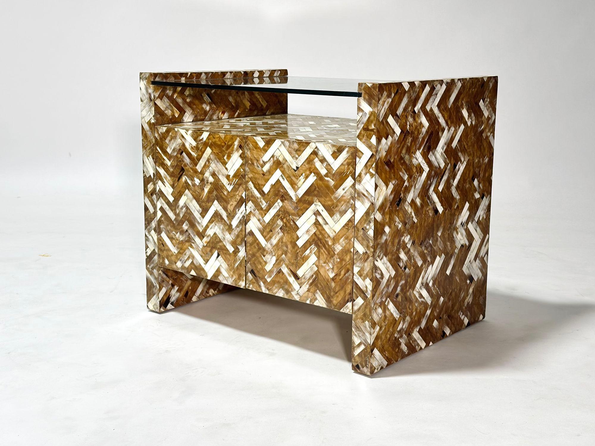 Colombian Enrique Garcel Tessellated Horn Side/End Table, 1970 For Sale