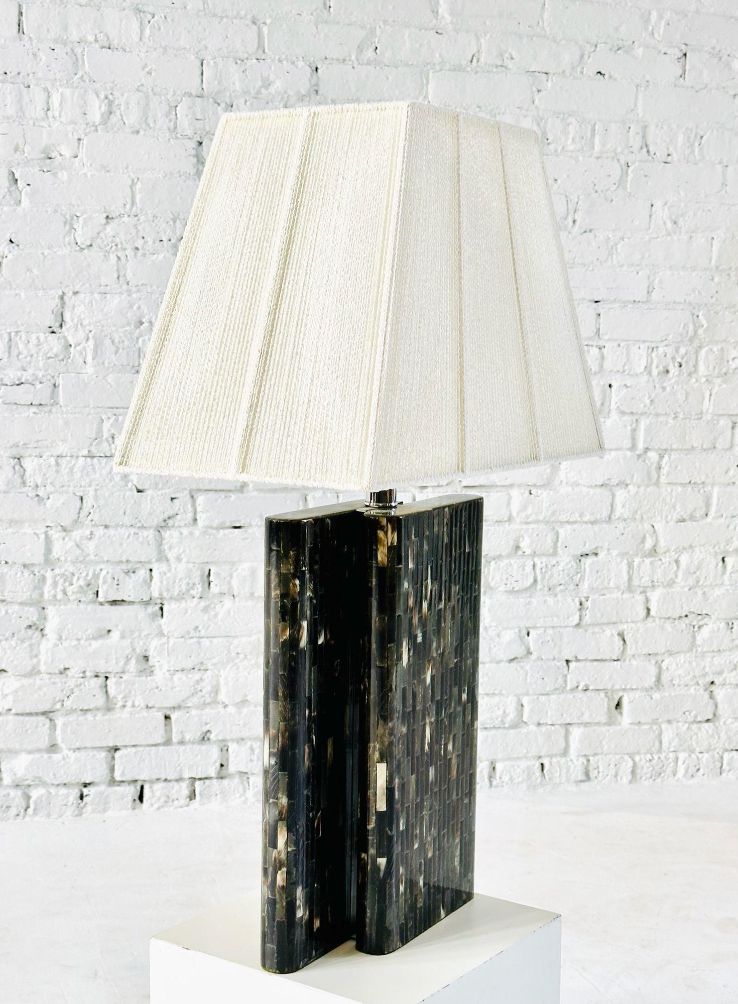 Mid-Century Modern Enrique Garcel Tessellated Horn Table Lamp, 1970 For Sale