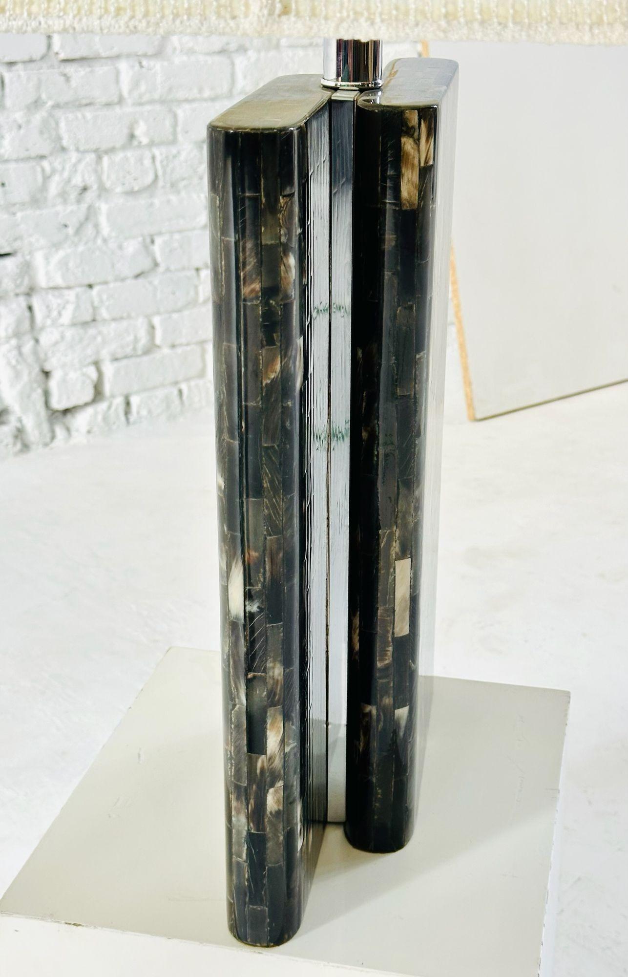 Colombian Enrique Garcel Tessellated Horn Table Lamp, 1970 For Sale