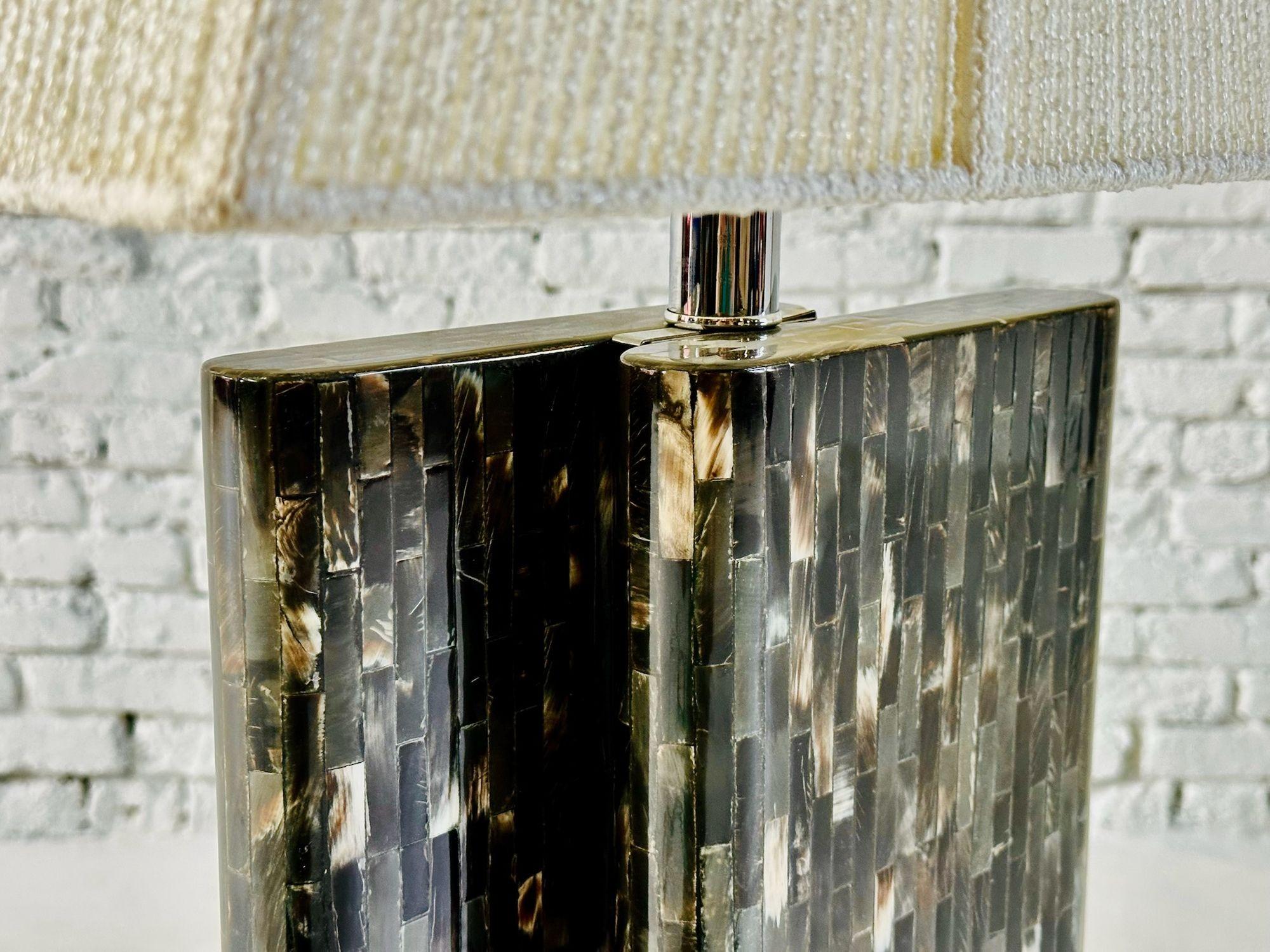 Enrique Garcel Tessellated Horn Table Lamp, 1970 In Good Condition For Sale In Chicago, IL
