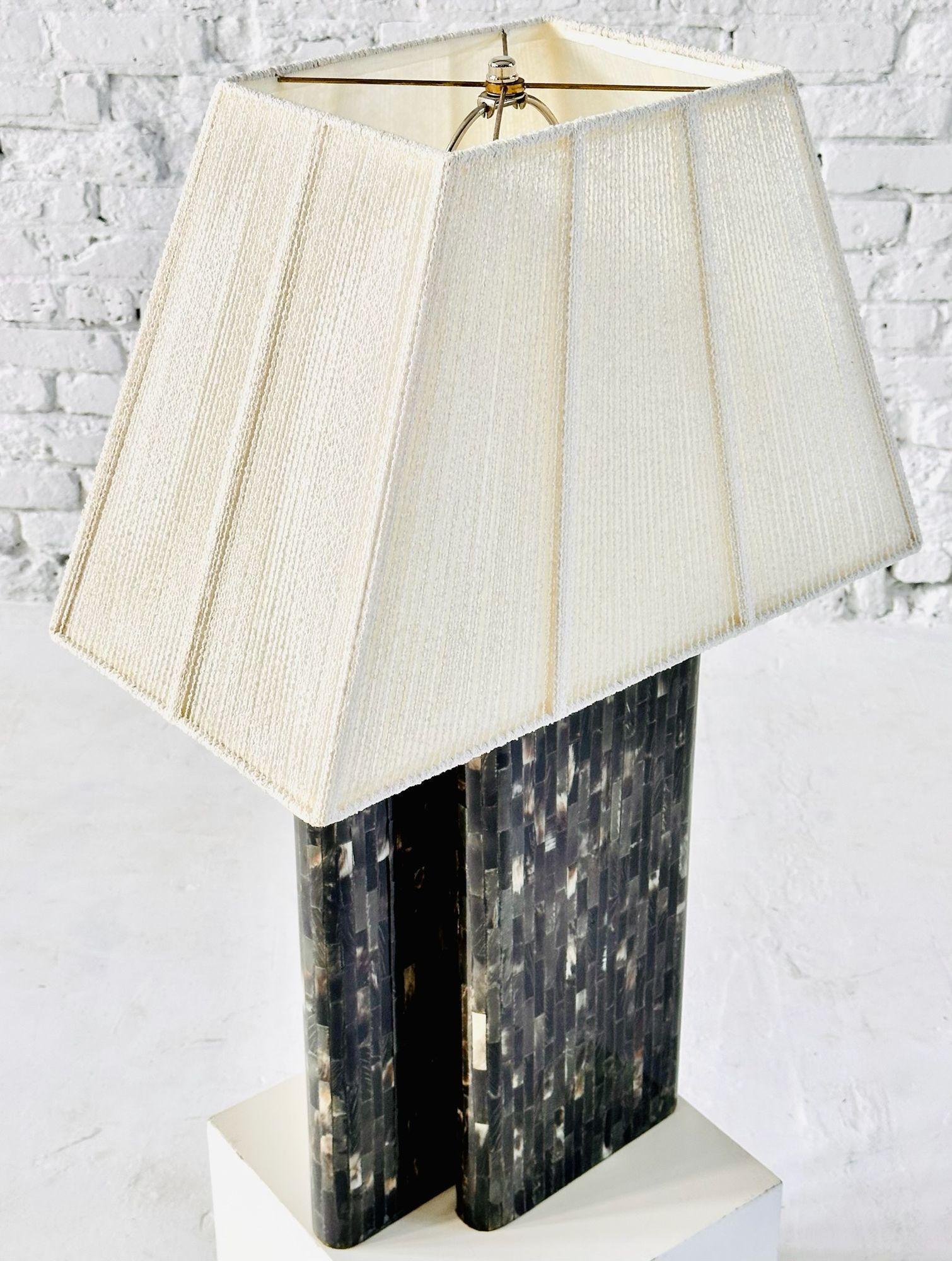 Late 20th Century Enrique Garcel Tessellated Horn Table Lamp, 1970 For Sale