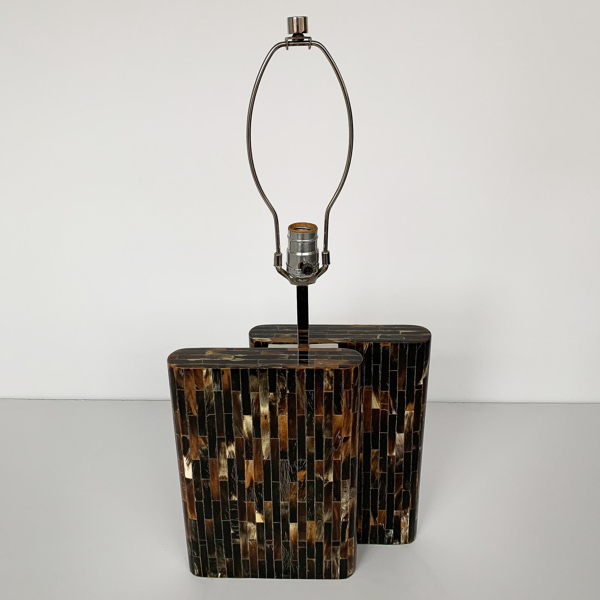 Veneer Enrique Garcel Tessellated Horn Table Lamp