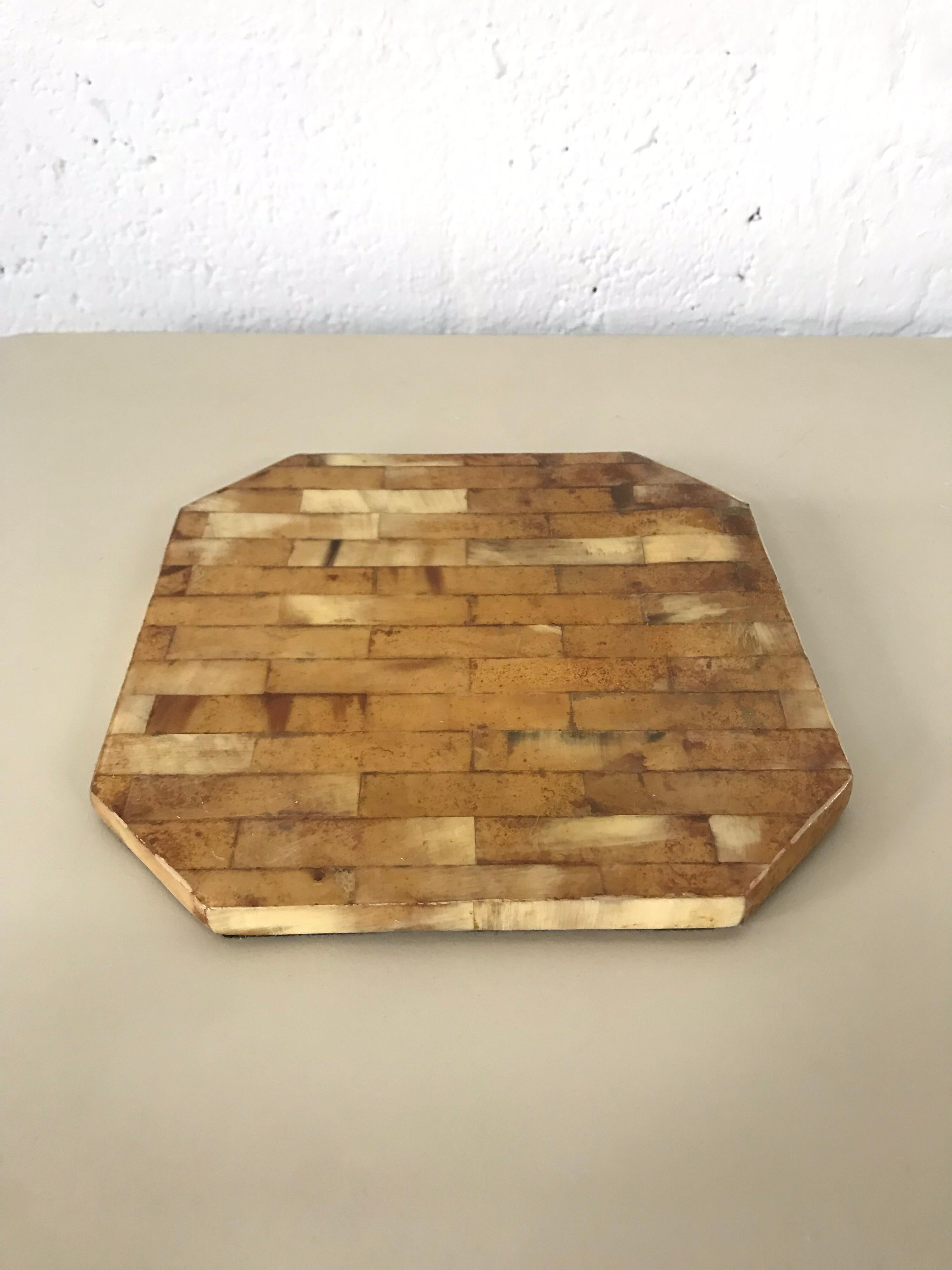 Mid-Century Modern Enrique Garcel Tessellated Horn Trivet Plant Holder or Riser