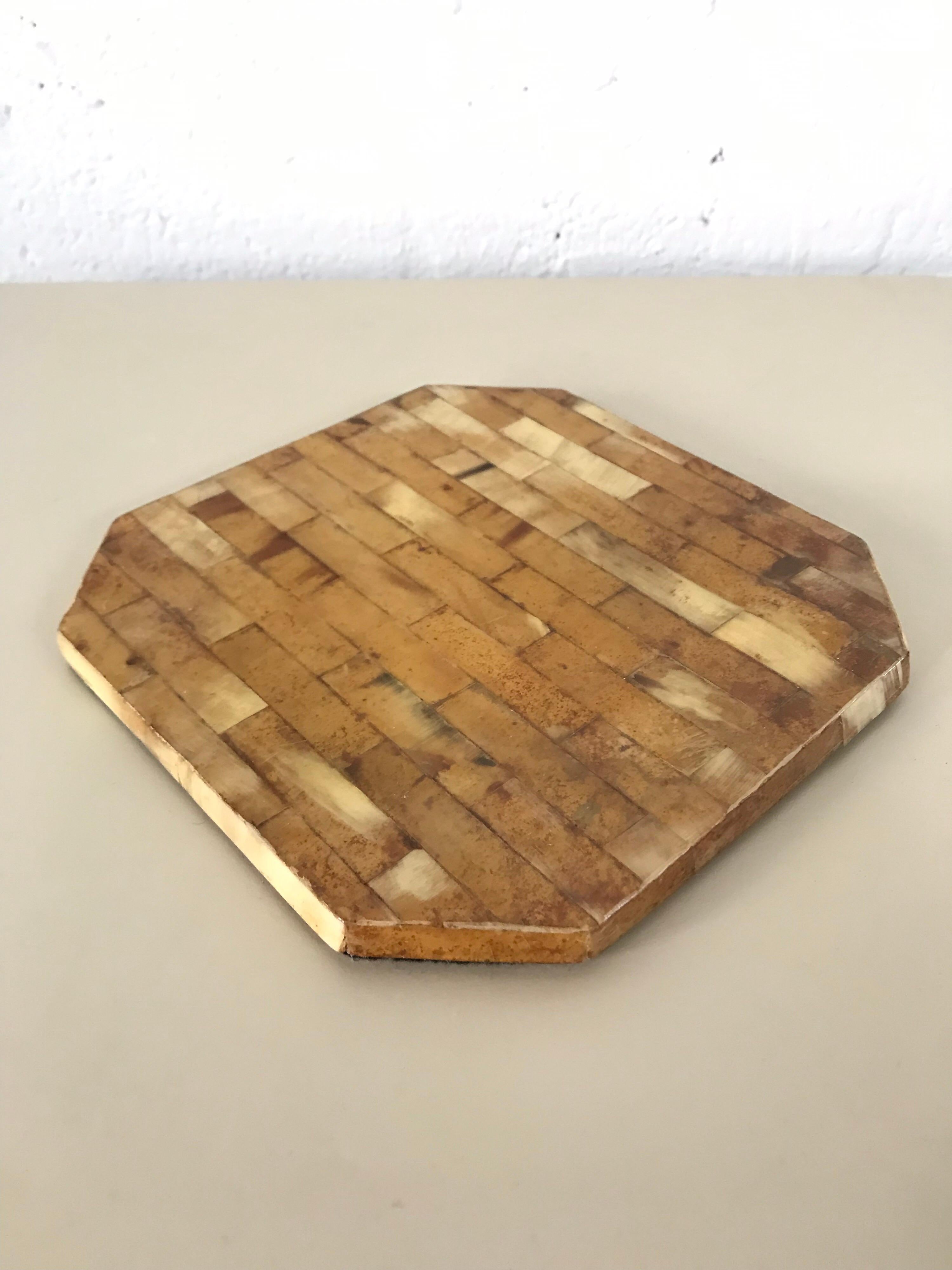 Colombian Enrique Garcel Tessellated Horn Trivet Plant Holder or Riser