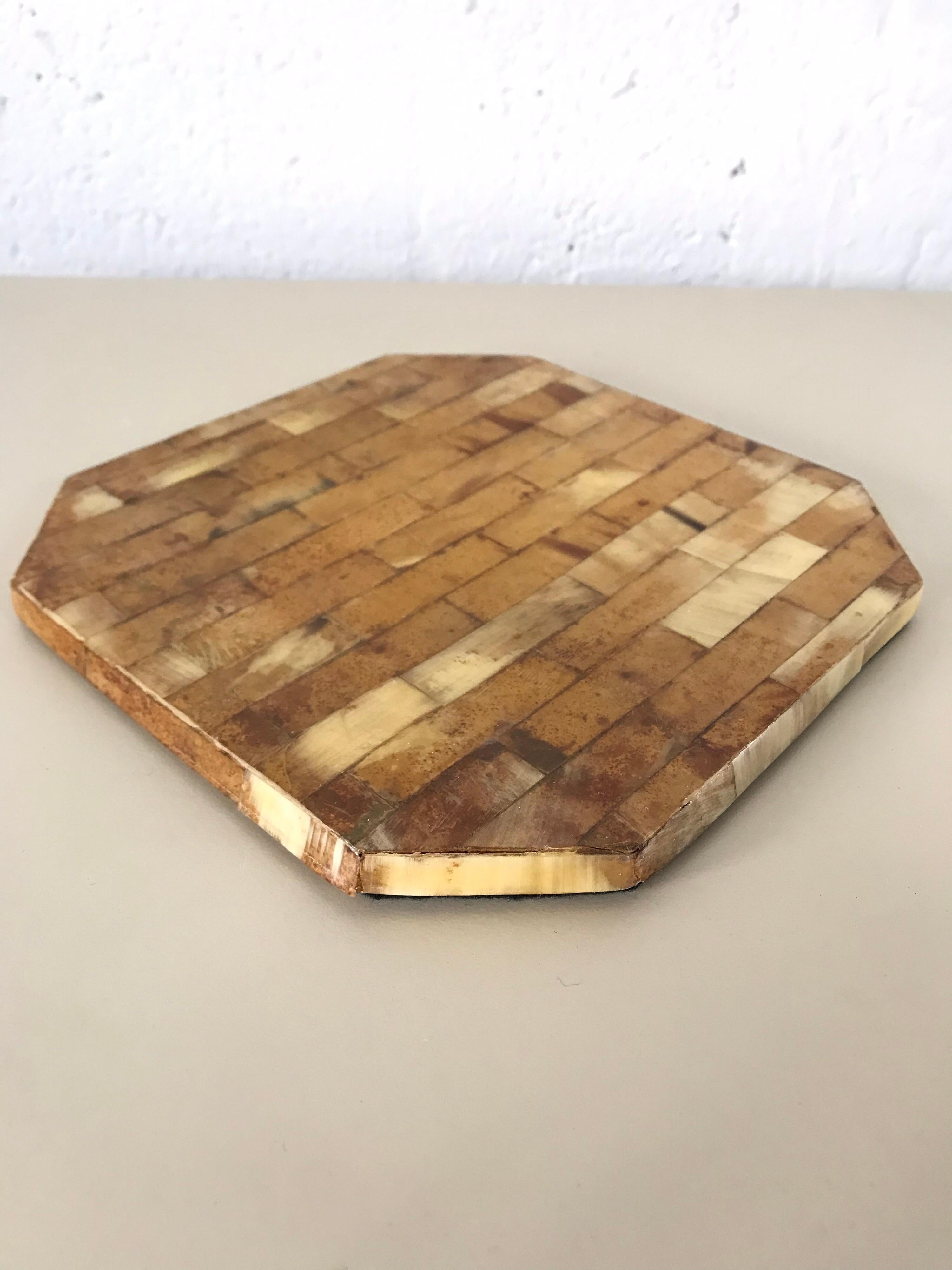 Enrique Garcel Tessellated Horn Trivet Plant Holder or Riser In Fair Condition In Miami, FL