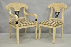 Enrique Garcel Tessellated Stone Inlay Regency Style Dining Chairs - Set of 6