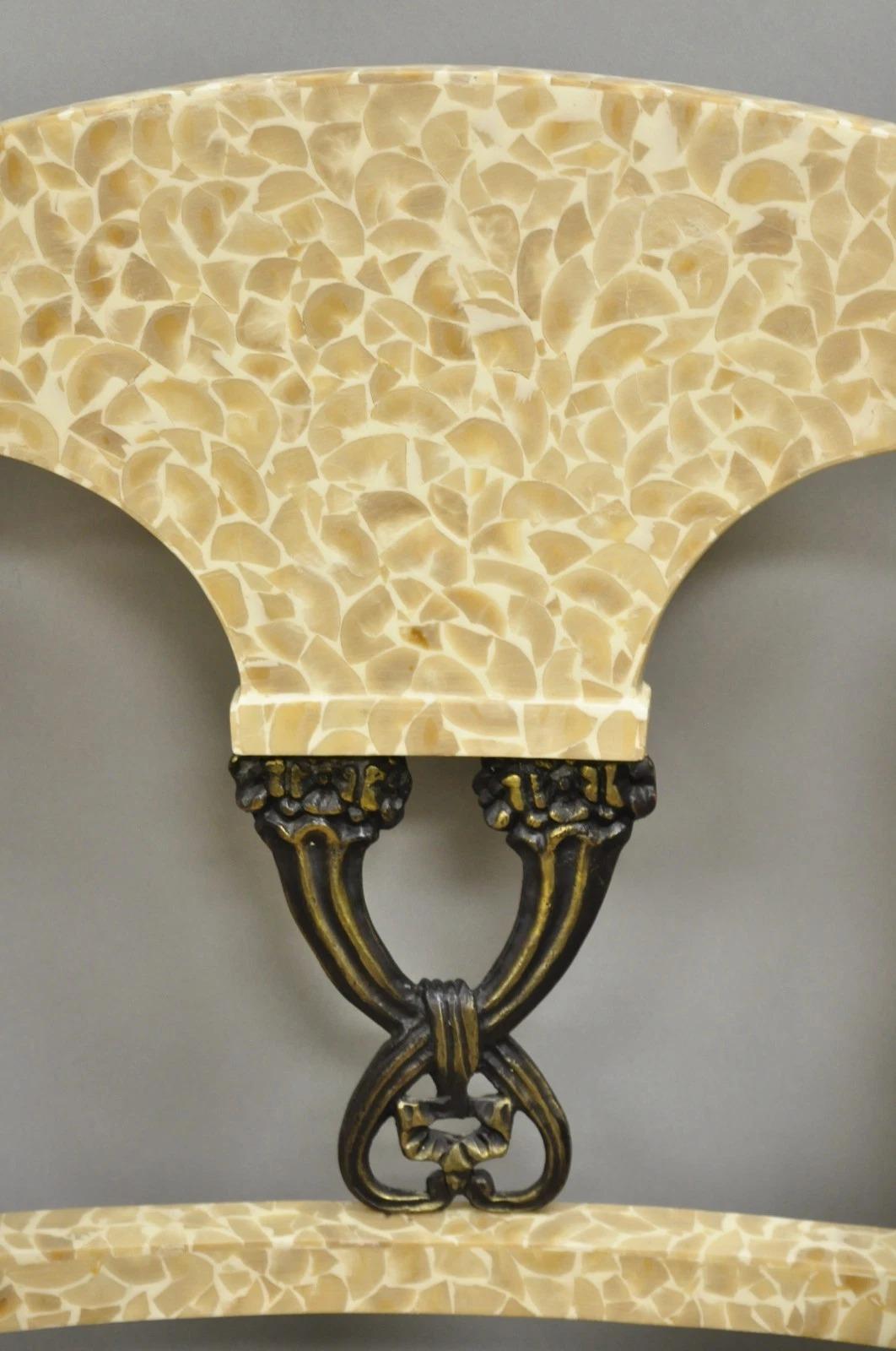 20th Century Enrique Garcel Tessellated Stone Inlay Regency Style Dining Chairs - Set of 6 For Sale