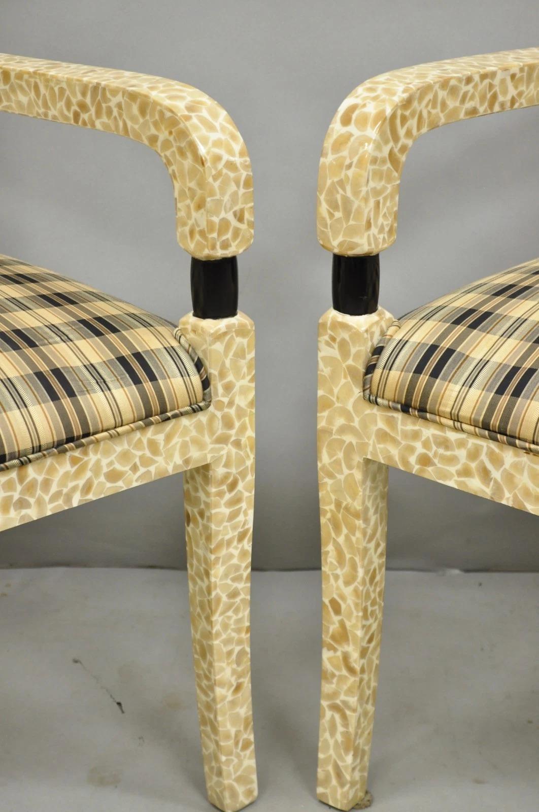 Enrique Garcel Tessellated Stone Inlay Regency Style Dining Chairs - Set of 6 For Sale 2
