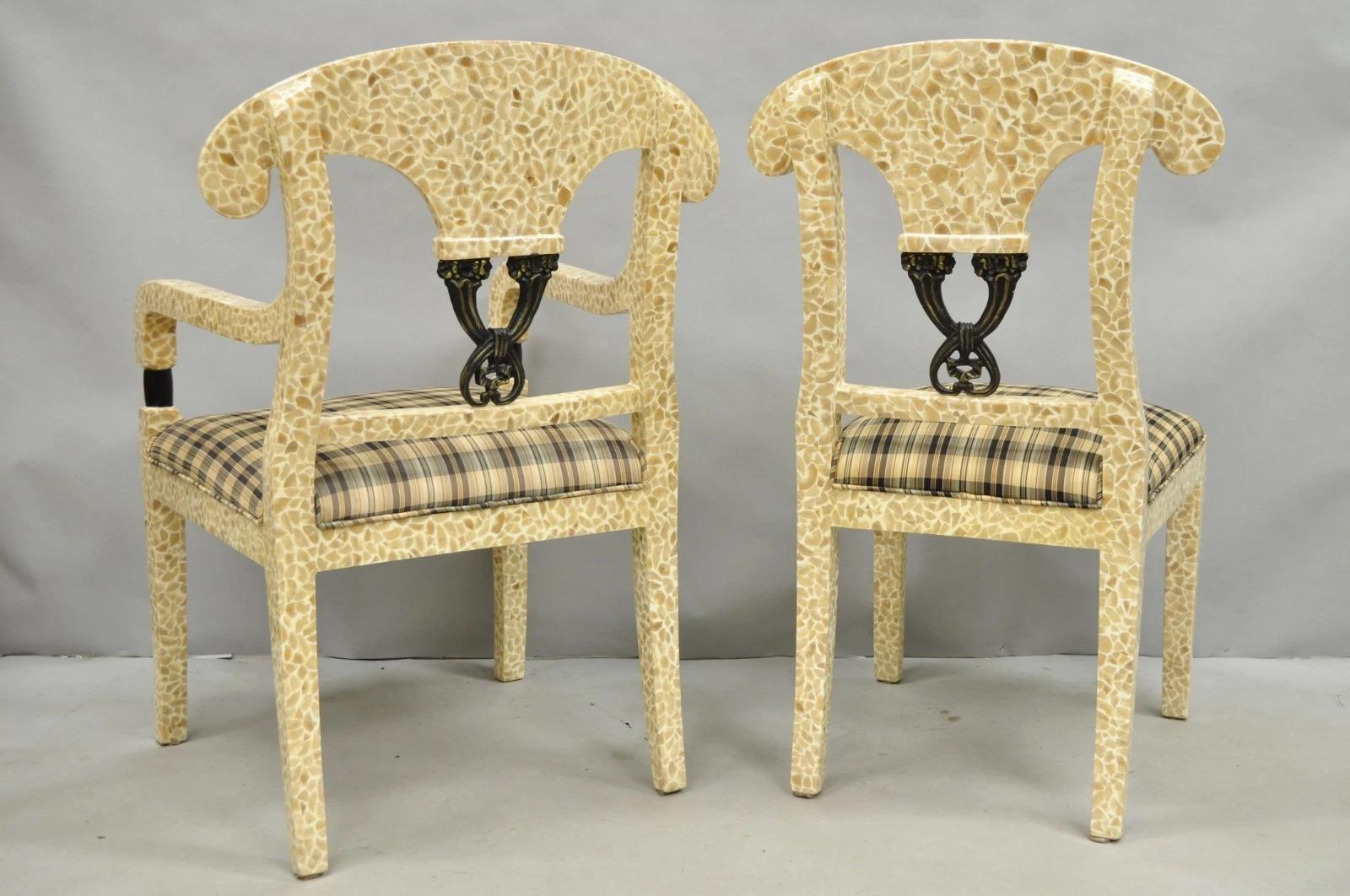 Enrique Garcel Tessellated Stone Inlay Regency Style Dining Chairs - Set of 6 For Sale 3