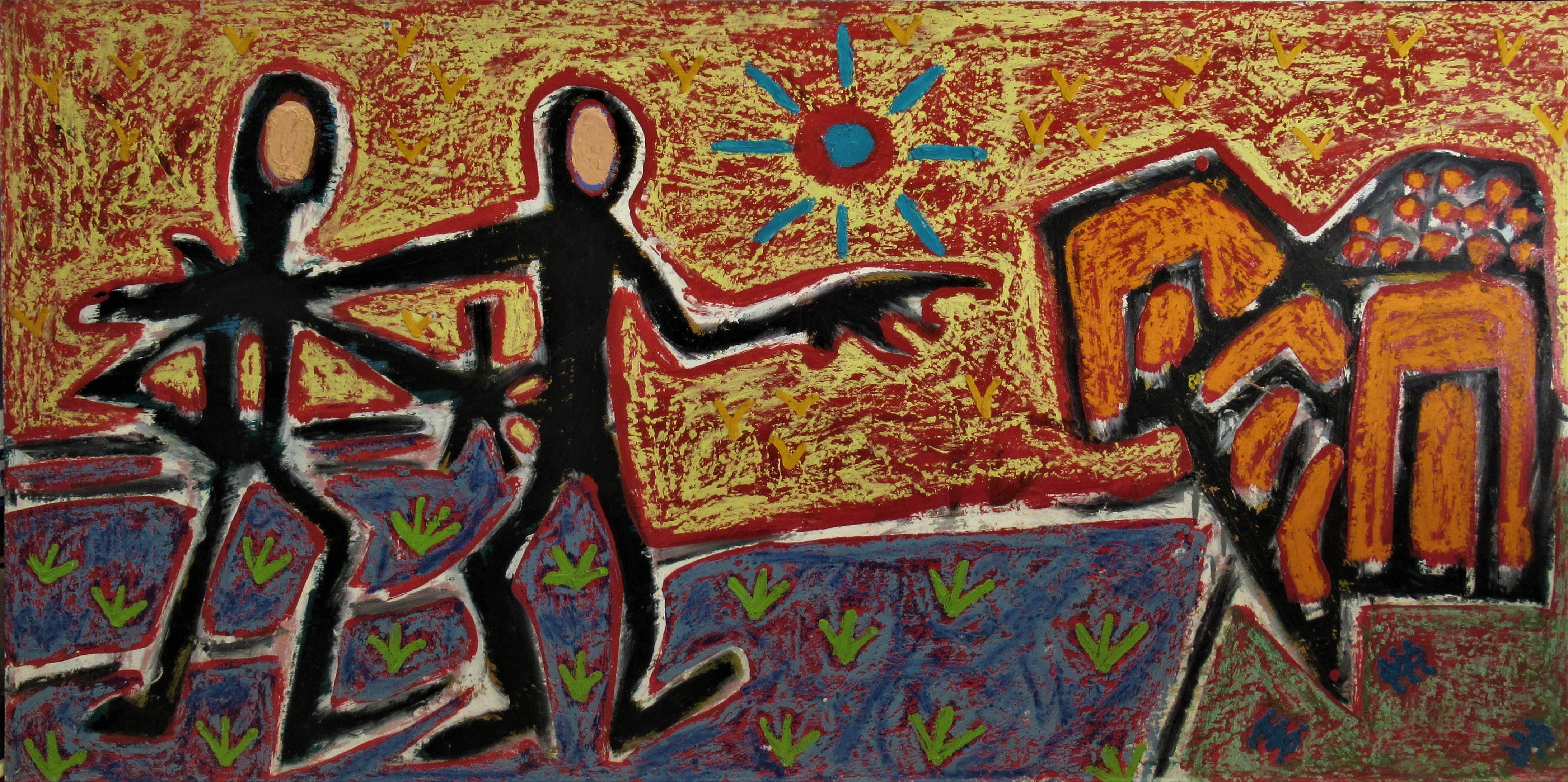 Abstract Painting di Enrique Kico Govantes - Senza titolo, Due personaggi