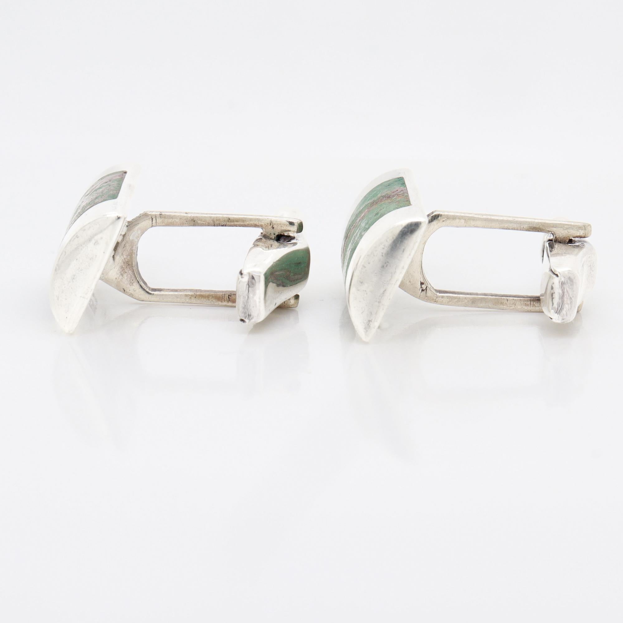 Enrique Ledesma Manschettenknöpfe aus Sterlingsilber und Türkis Mexikanischer Modernist im Angebot 1