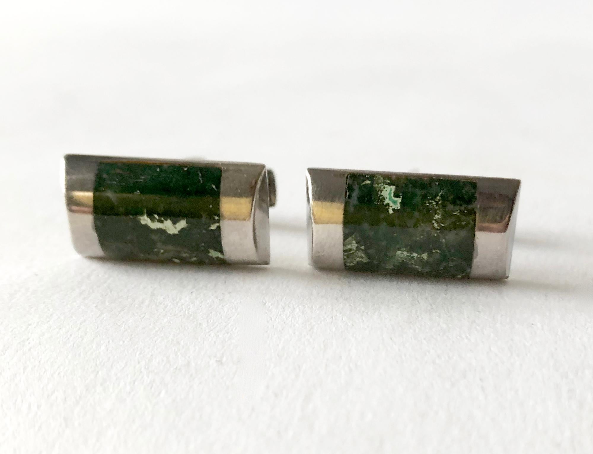 Gemelos modernistas mexicanos de ágata y plata de ley Enrique Ledesma Modernista en venta