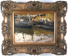 "Preparing for fishing", 19th Century oil on canvas by E. Martínez Cubells