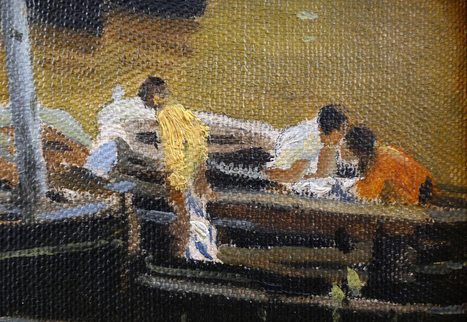 « Preparing for fishing », huile sur toile du XIXe siècle d'E. Martnez Cubells  - Réalisme Painting par Enrique Martinez Cubells y Ruiz