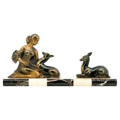 Enrique Molins-Balleste Escultura "Joven con cervatillos" 1920