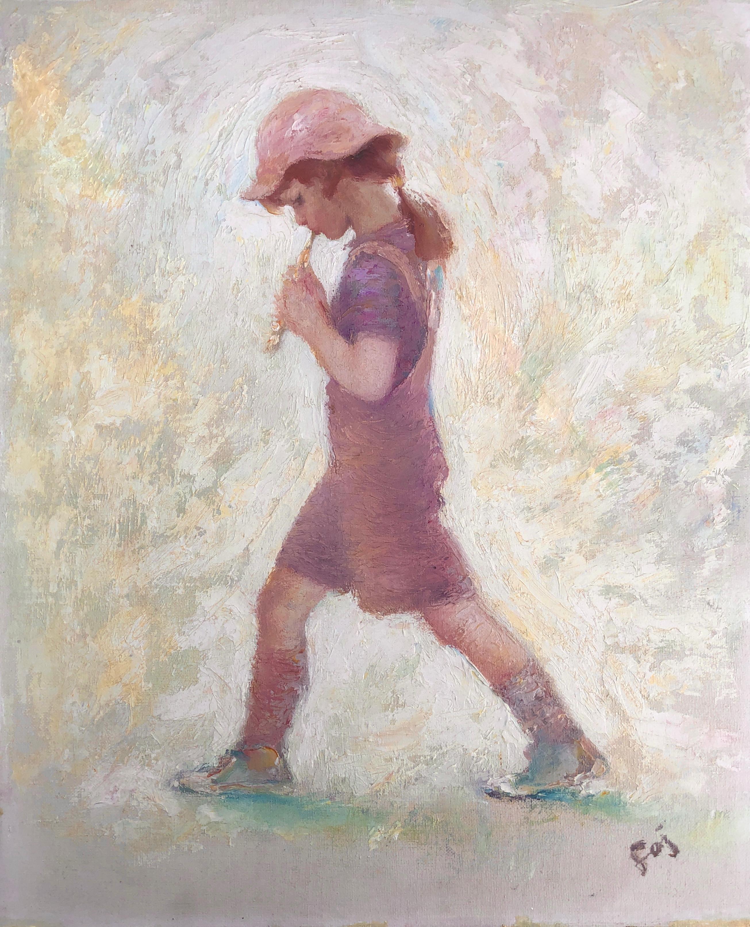 Girl playing the flute oil painting