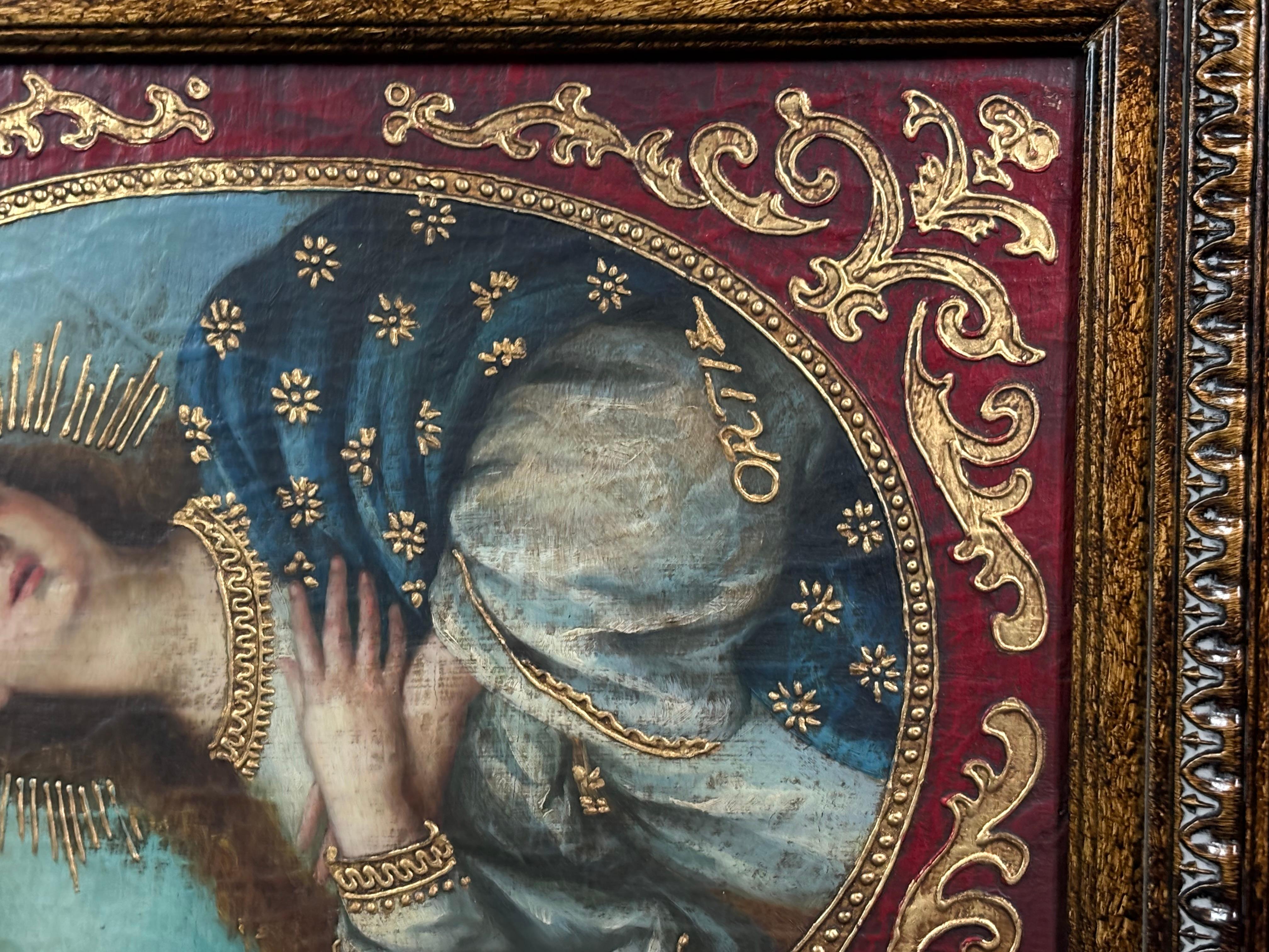 Enrique Ortiz peinture originale à l'huile sur panneau 