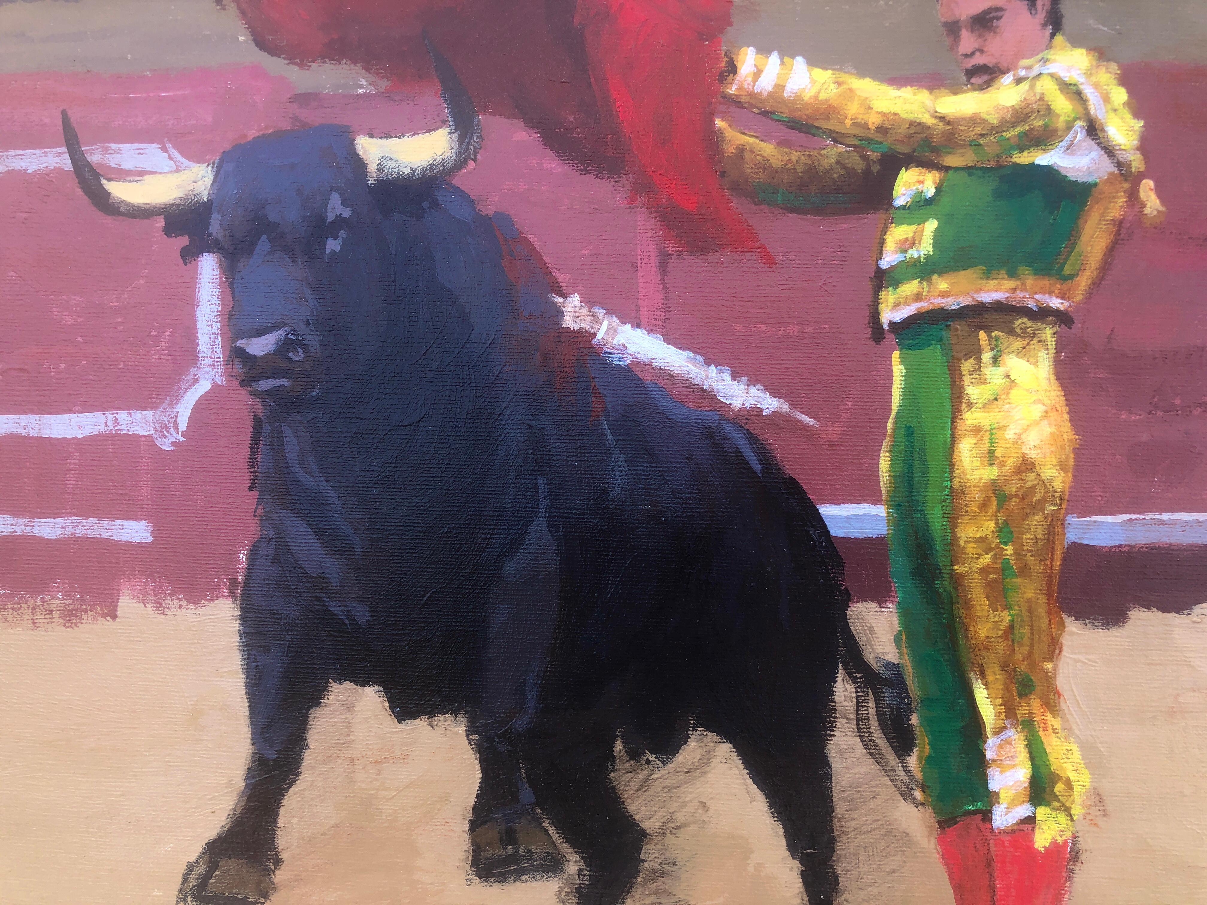 Corrida de toros óleo sobre lienzo - Animal Painting Marrón de Enrique Pastor