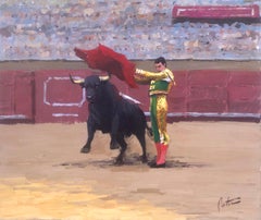 Bullfight oil on canvas painting