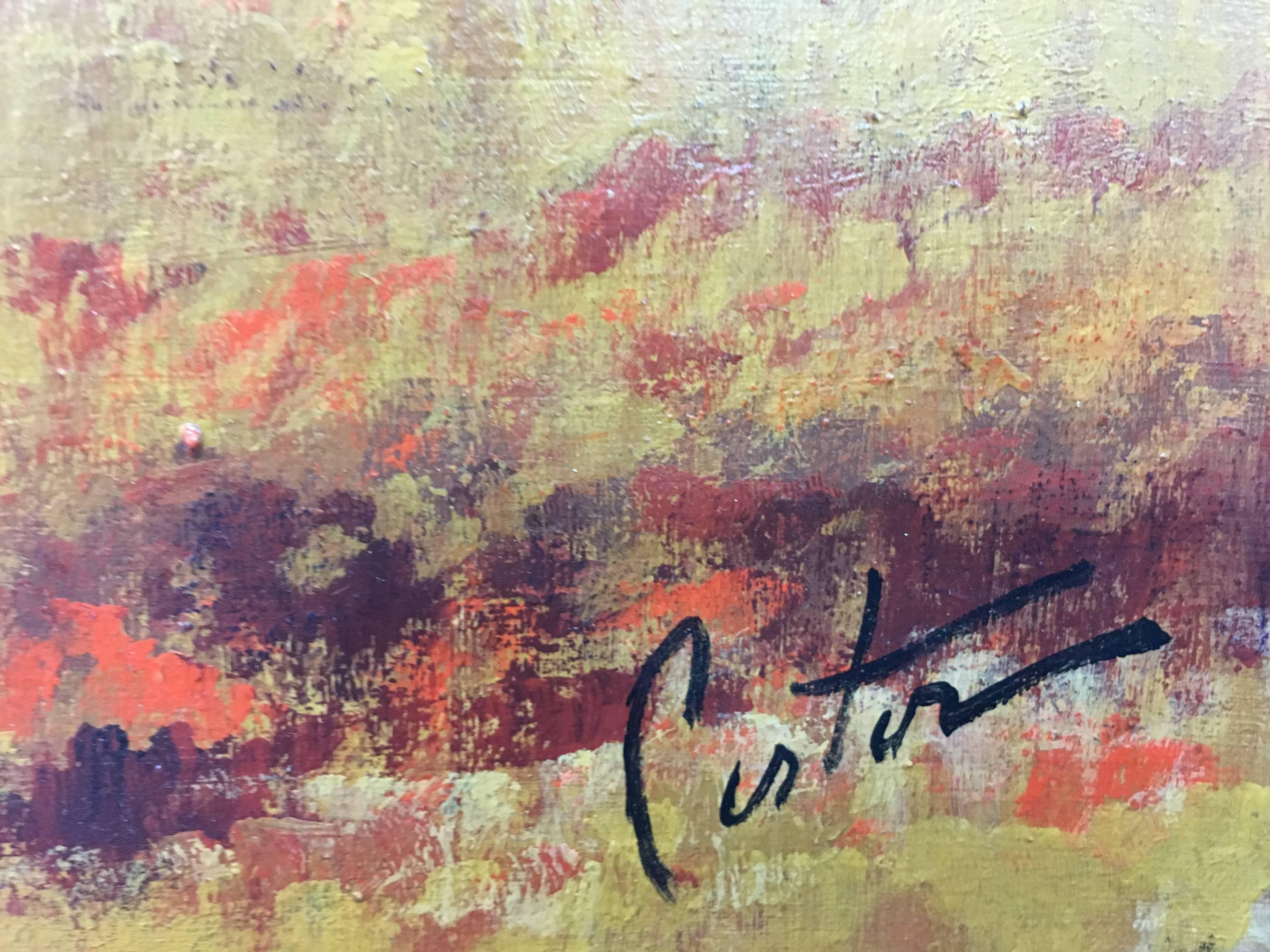 Enrique Pastor  Bulls in the  Field original  acrylic canvas painting For Sale 4