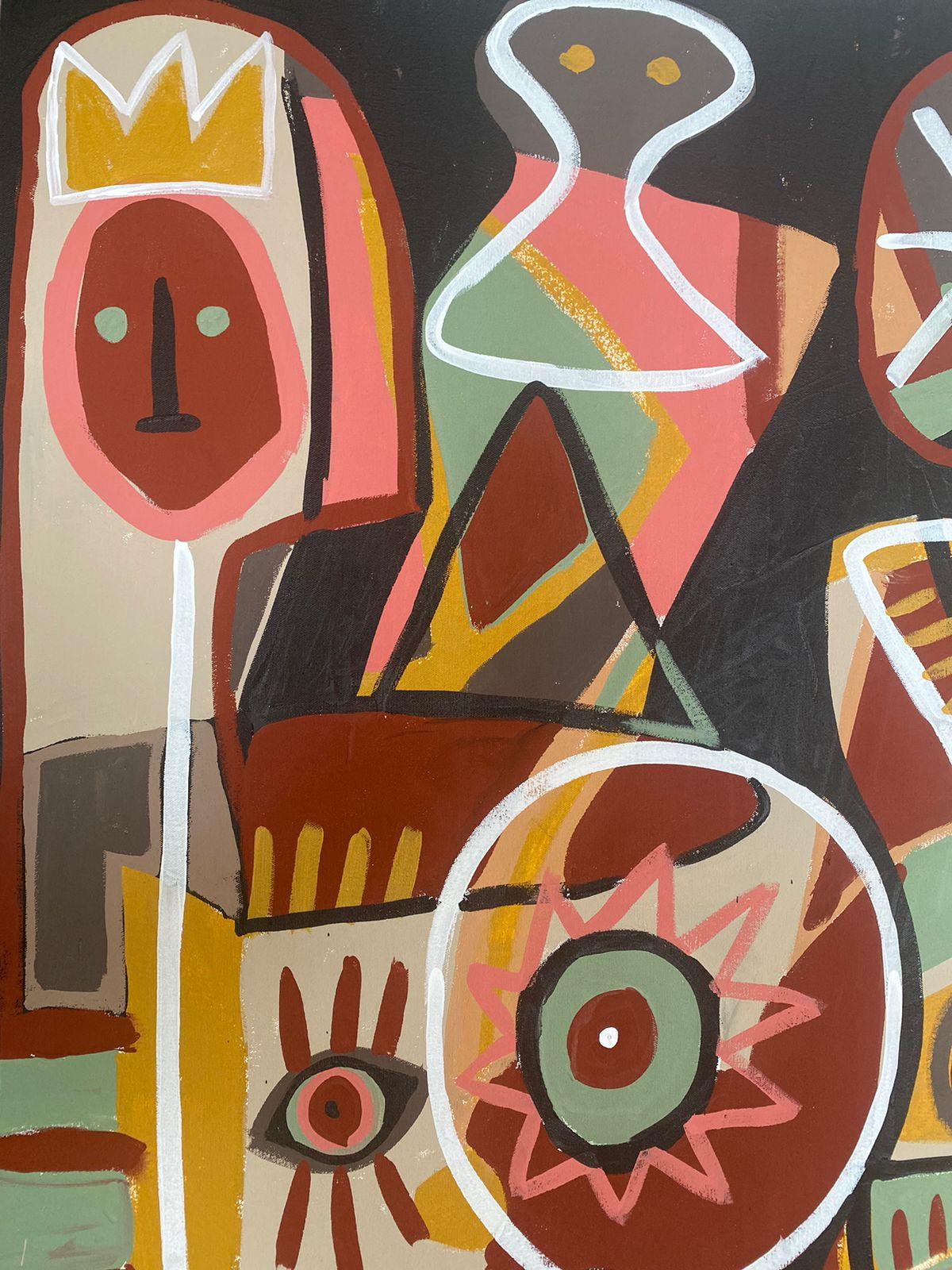 Africano, Arte contemporanea, Pittura astratta, 21° secolo - Abstract Painting Marrone di Enrique Pichardo
