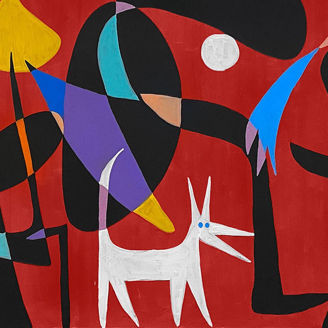Amos y Mascotas, Arte contemporanea, Pittura astratta, 21° secolo - Abstract Painting Rosso di Enrique Pichardo