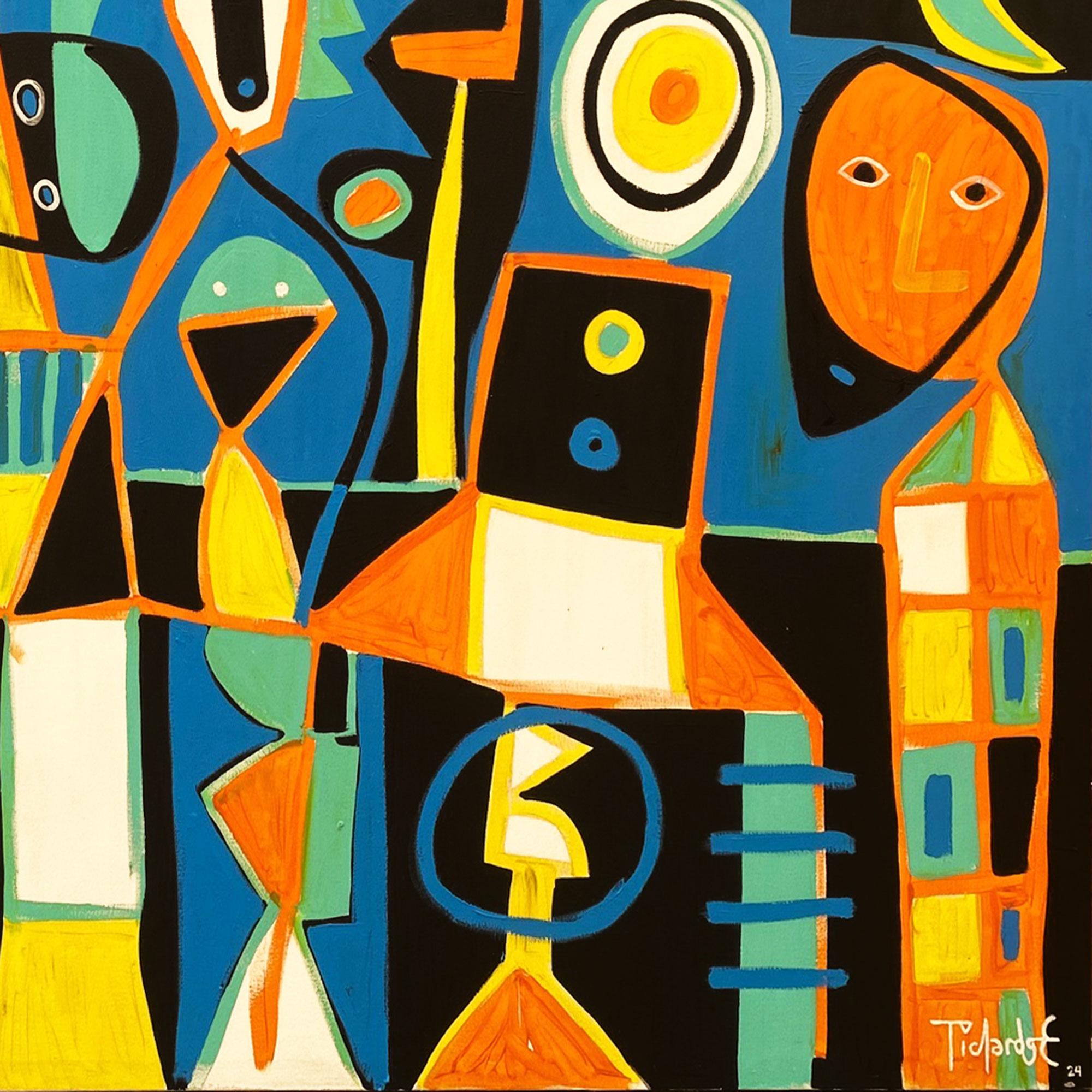 Notte blu, Arte contemporanea, Pittura astratta, 21° secolo - Abstract Painting Blu di Enrique Pichardo