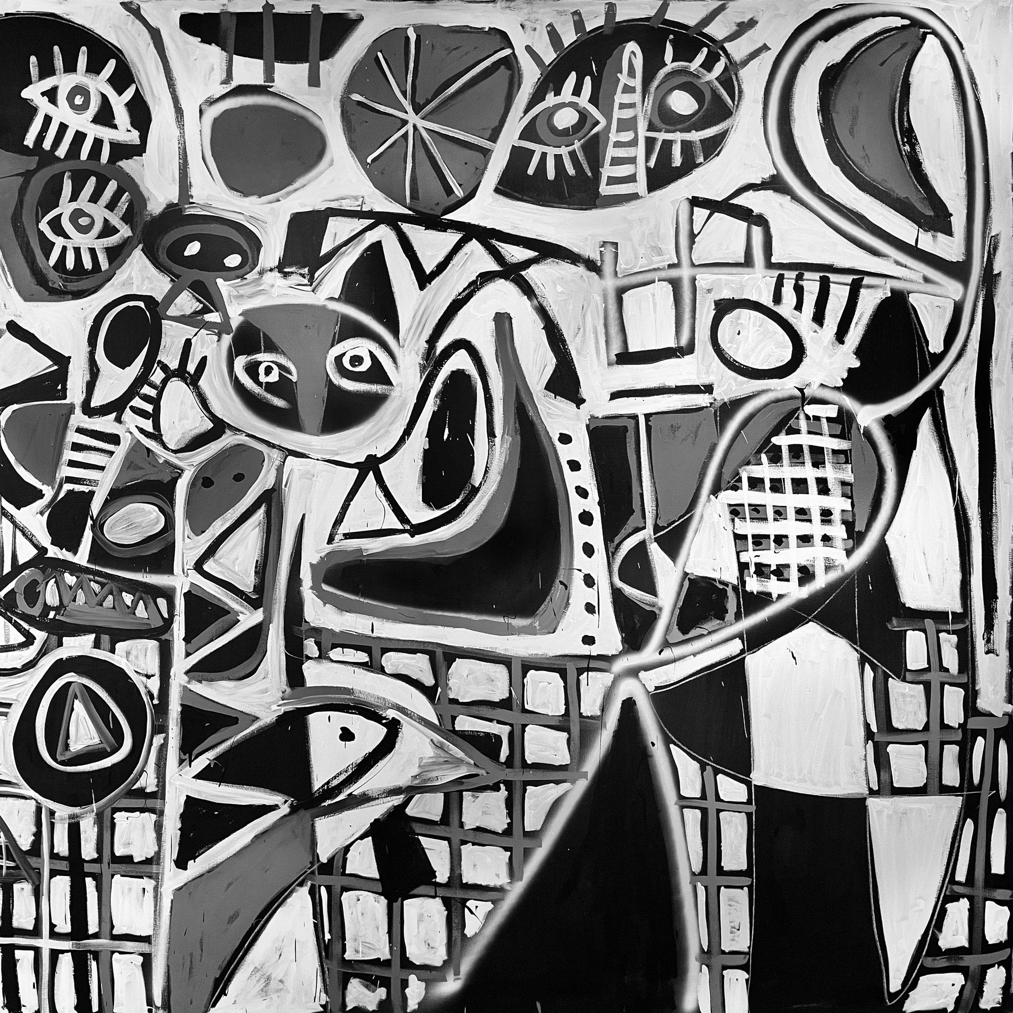 Caja Negra: Improvisación 6, Arte Contemporáneo, Pintura Abstracta, Siglo XXI - Abstract Painting Negro de Enrique Pichardo
