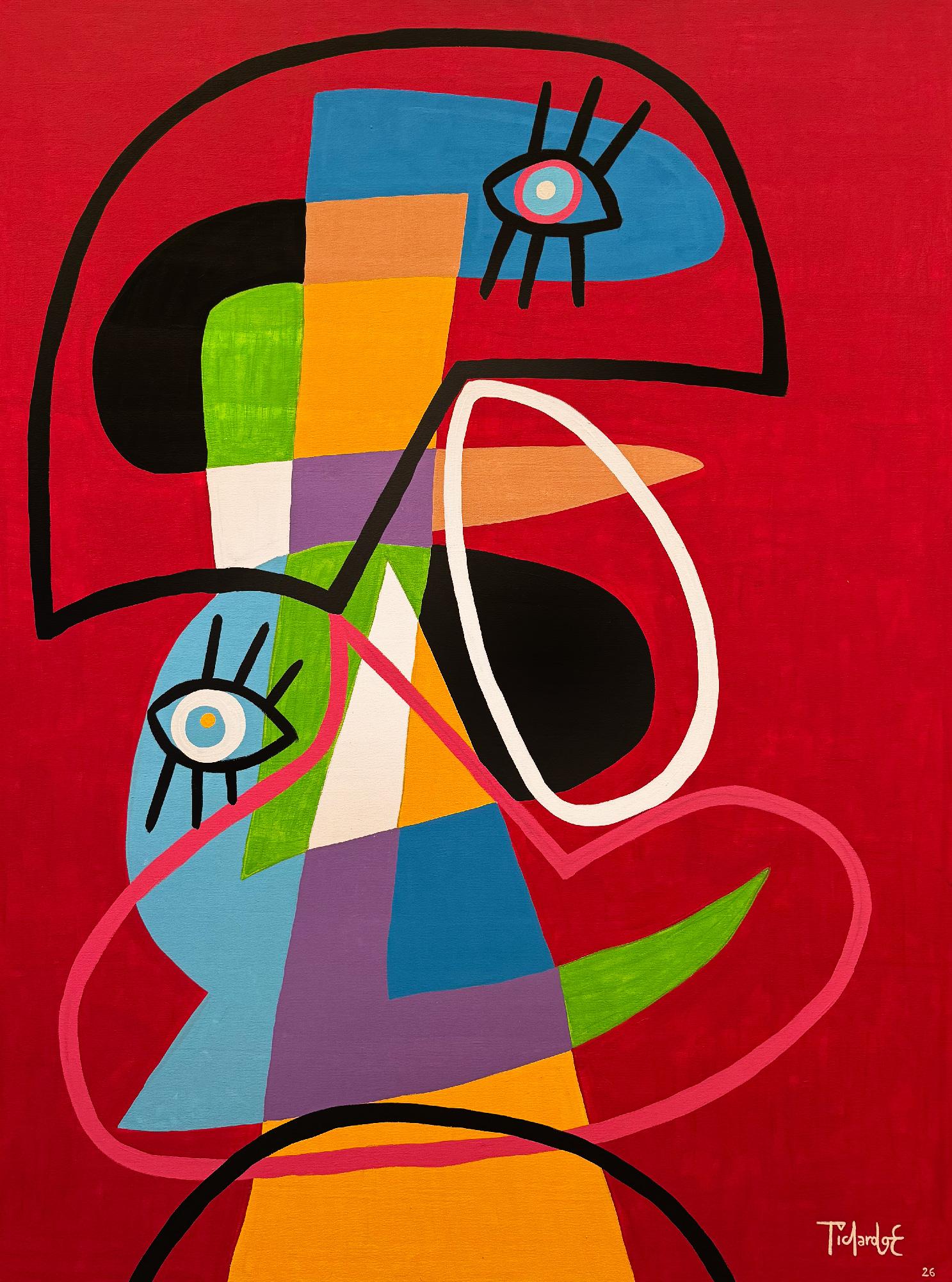 Retrato en Rojo, Enrique Pichardo Pintura abstracta figurativa contemporánea 2025