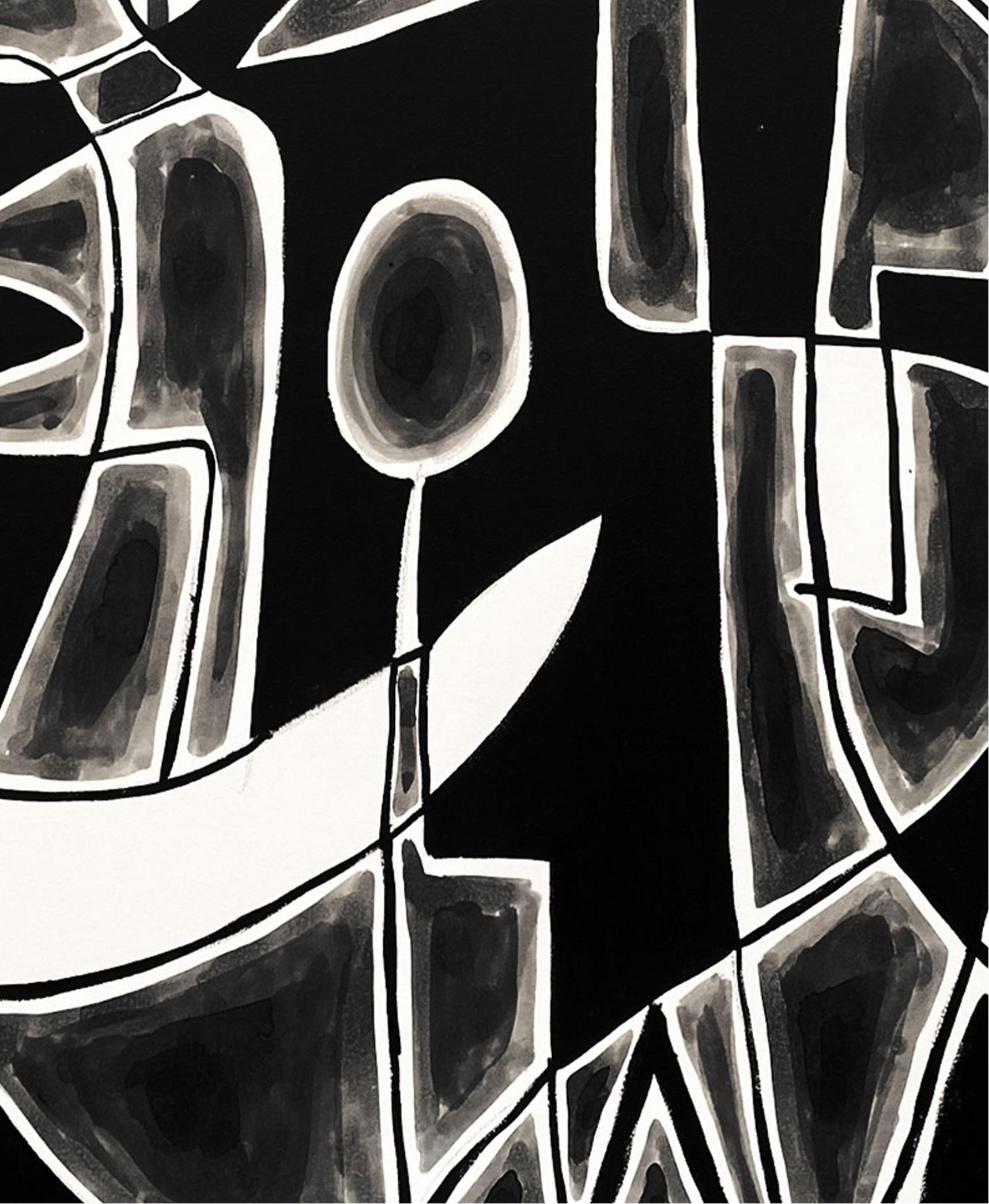 Composicion II, Arte contemporanea, Pittura astratta, 21° secolo - Abstract Painting Nero di Enrique Pichardo
