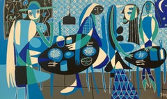 El Cafe de los Azulejos, Contemporary Art, Abstract Painting, 21st Century