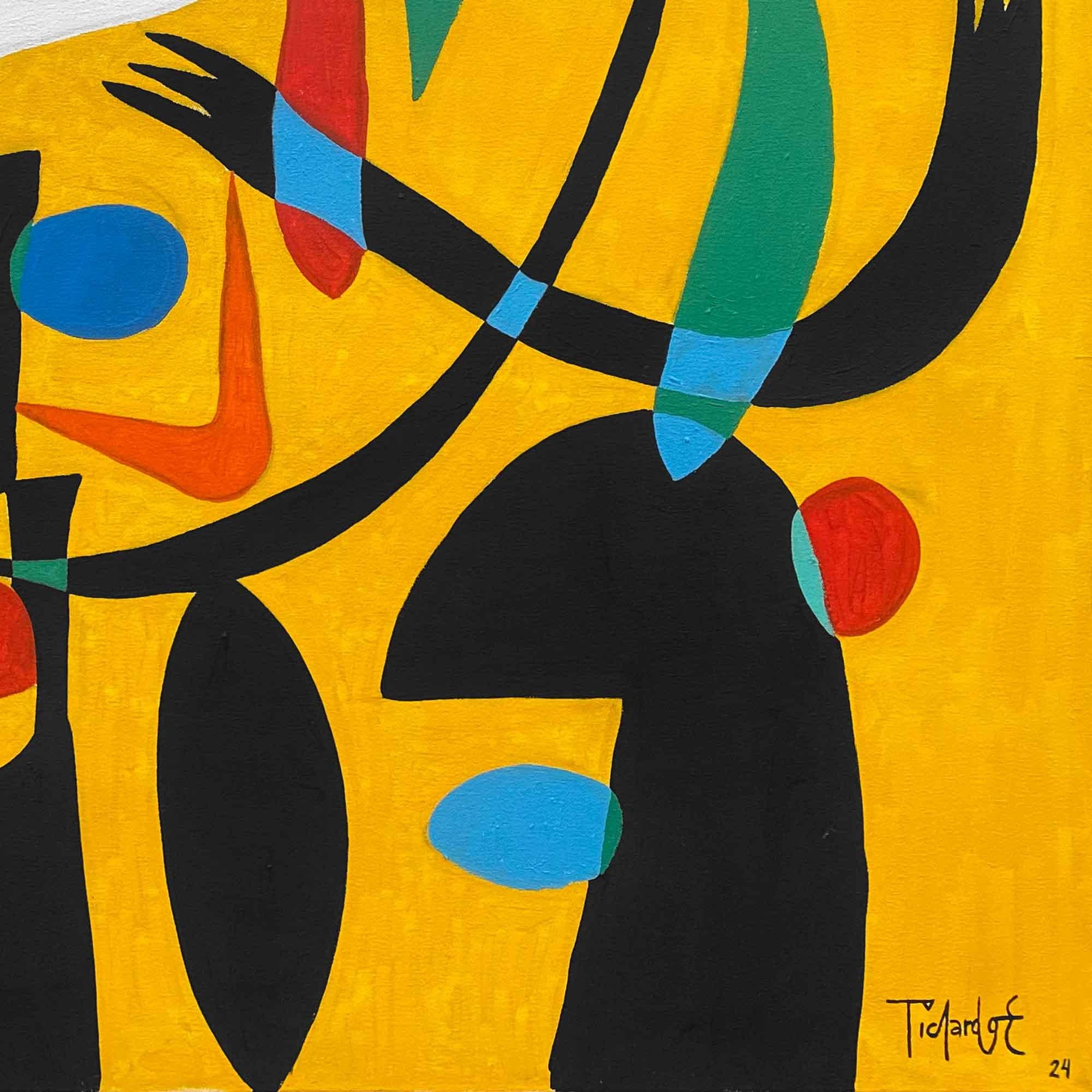 Escena En Fondo Amarillo, Contemporary Art, Abstract Painting, 21st Century For Sale 3