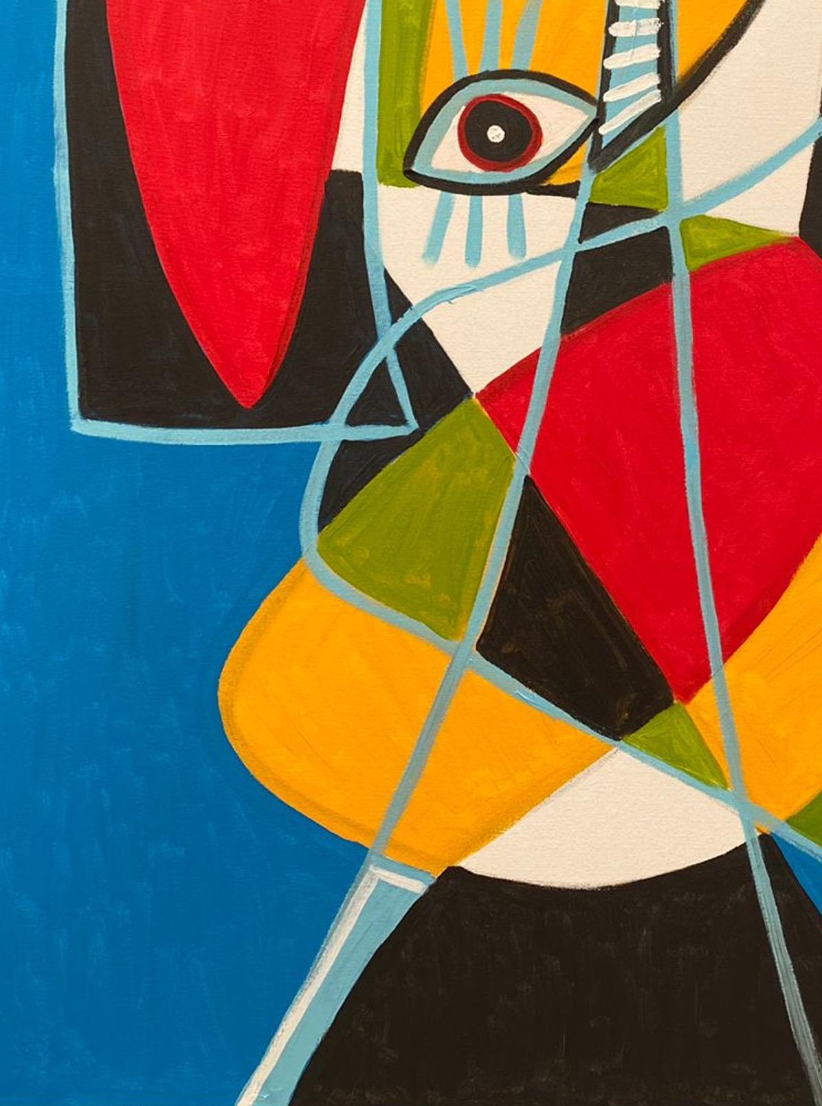 Hombre en Azul, Contemporary Art, Abstract Painting, 21st Century 1