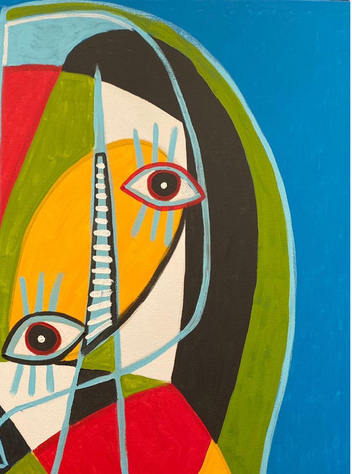 Hombre en Azul, Contemporary Art, Abstract Painting, 21st Century 2