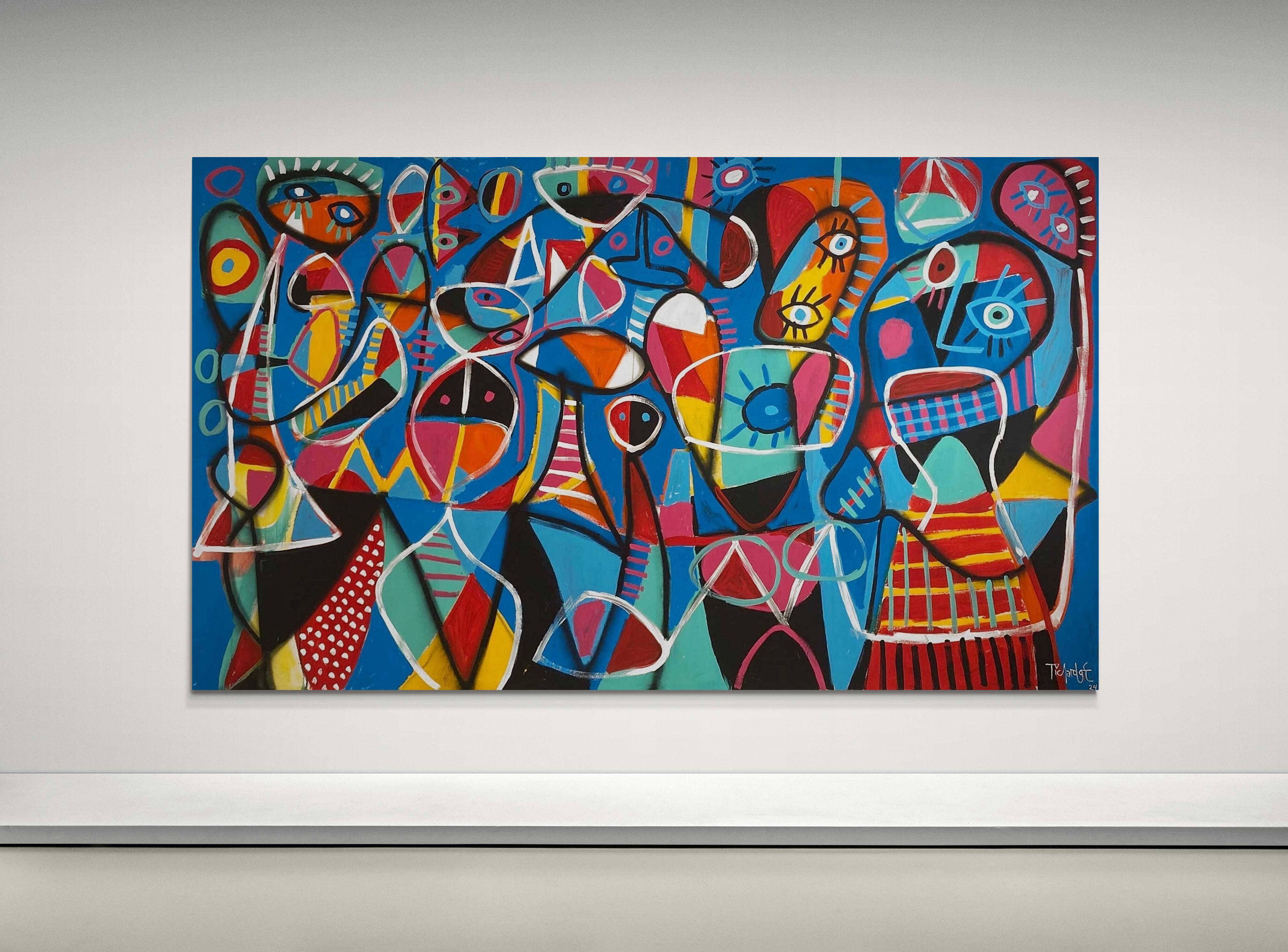 Improvisation Azul, Art contemporain, Peinture abstraite, 21ème siècle - Painting de Enrique Pichardo