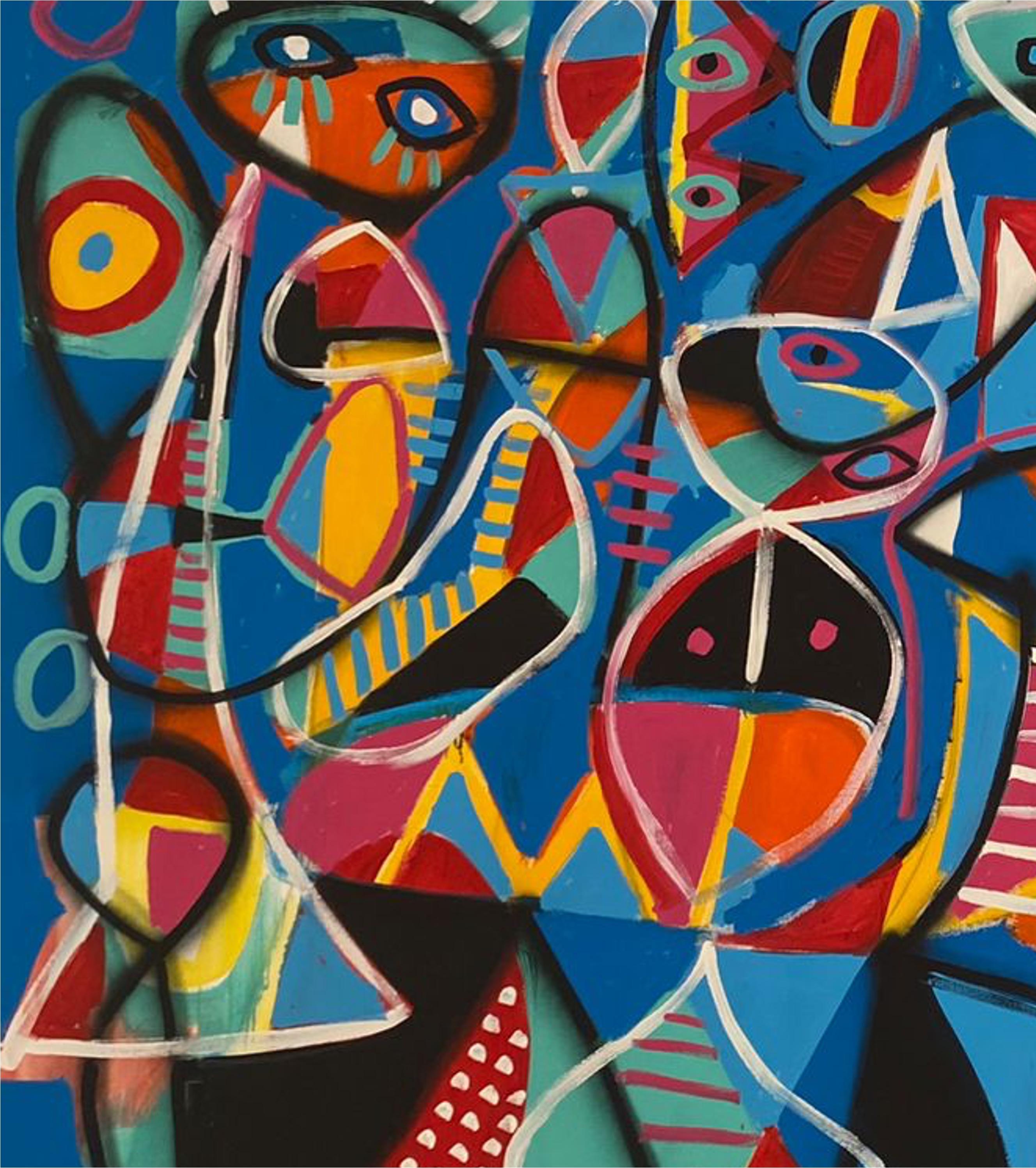 Improvisation Azul, Art contemporain, Peinture abstraite, 21ème siècle - Abstrait Painting par Enrique Pichardo