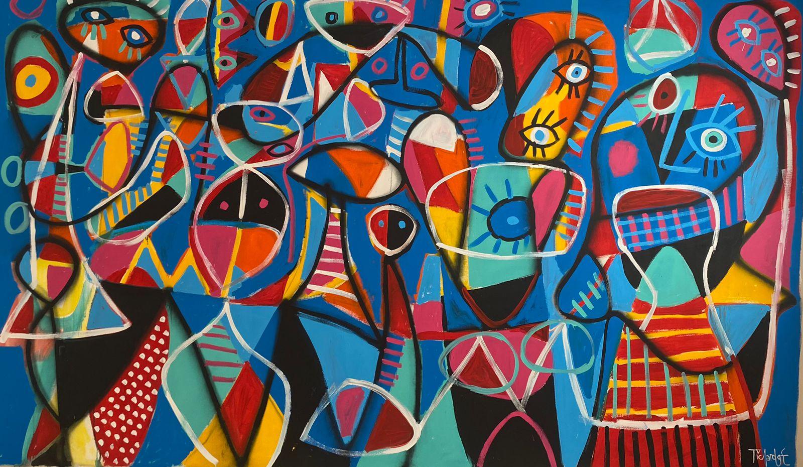 Abstract Painting Enrique Pichardo - Improvisation Azul, Art contemporain, Peinture abstraite, 21ème siècle