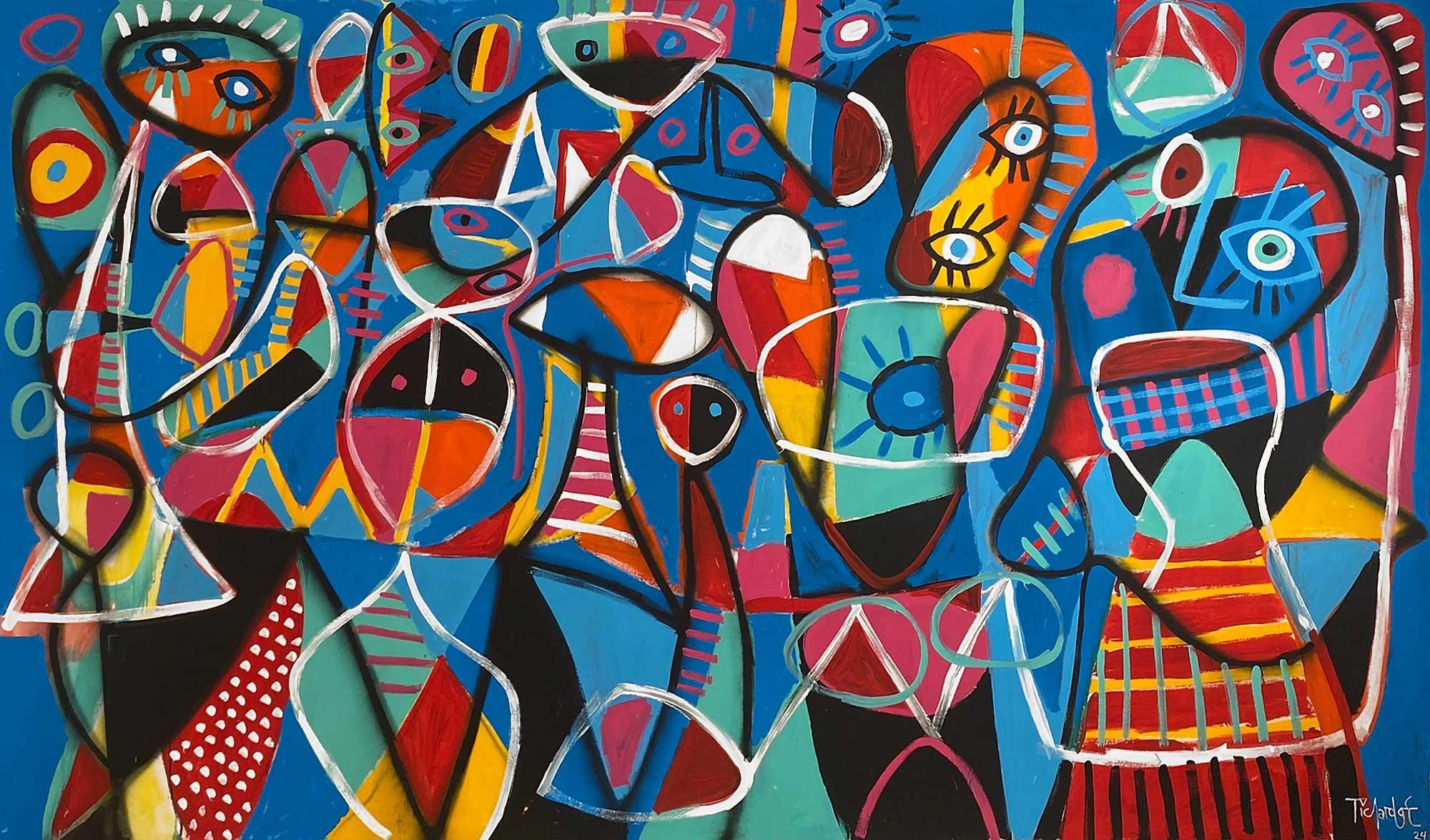 Abstract Painting Enrique Pichardo - Improvisation Azul, Art contemporain, Peinture abstraite, 21ème siècle