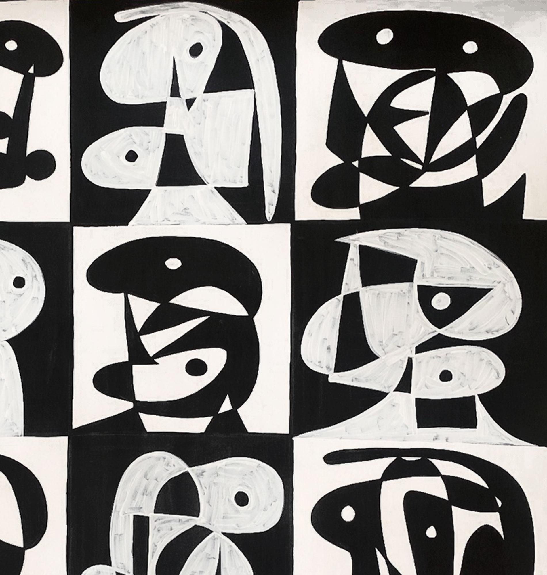 Mosaico de Ajedrez, Zeitgenössische Kunst, Abstrakte Malerei, 21. Jahrhundert (Grau), Abstract Painting, von Enrique Pichardo